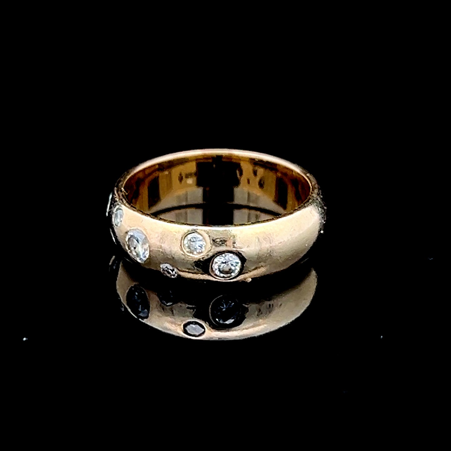 9K Yellow Gold Wide Diamond Scatter Band