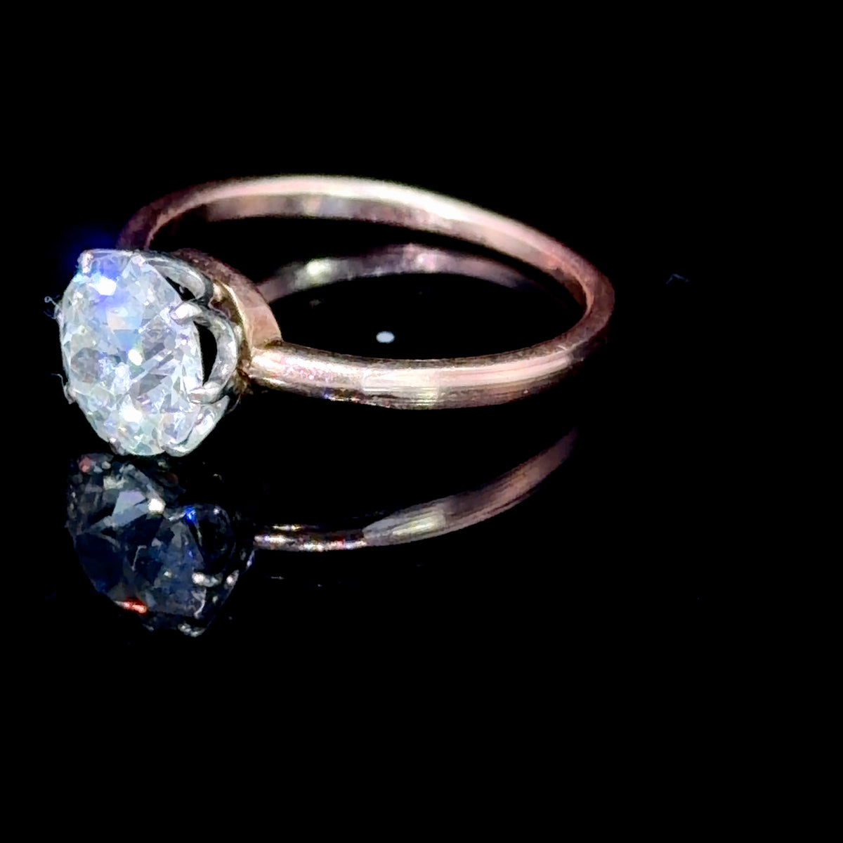 Stunning Victorian Old Cut Diamond Solitaire Ring 1.5 Cts Si1 H Colour.