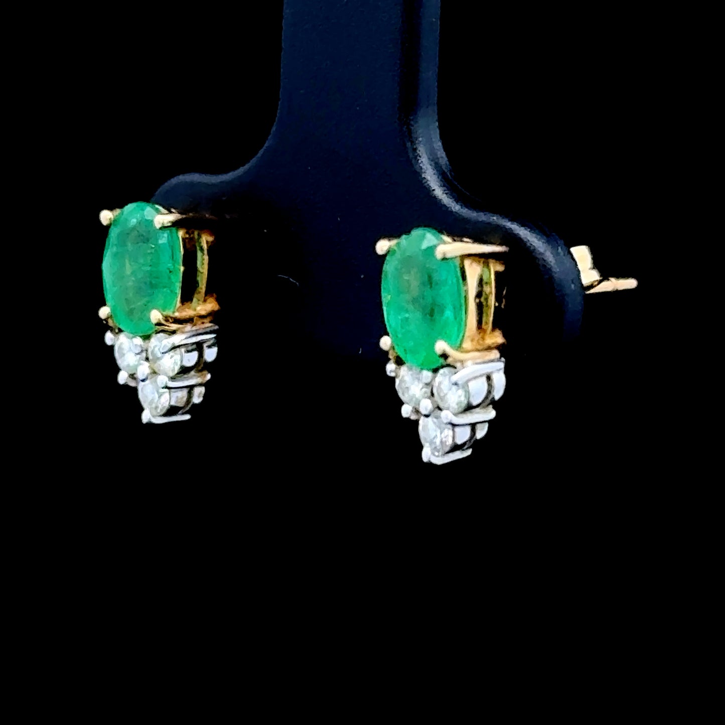 18k Emerald & Diamond Stud Earrings