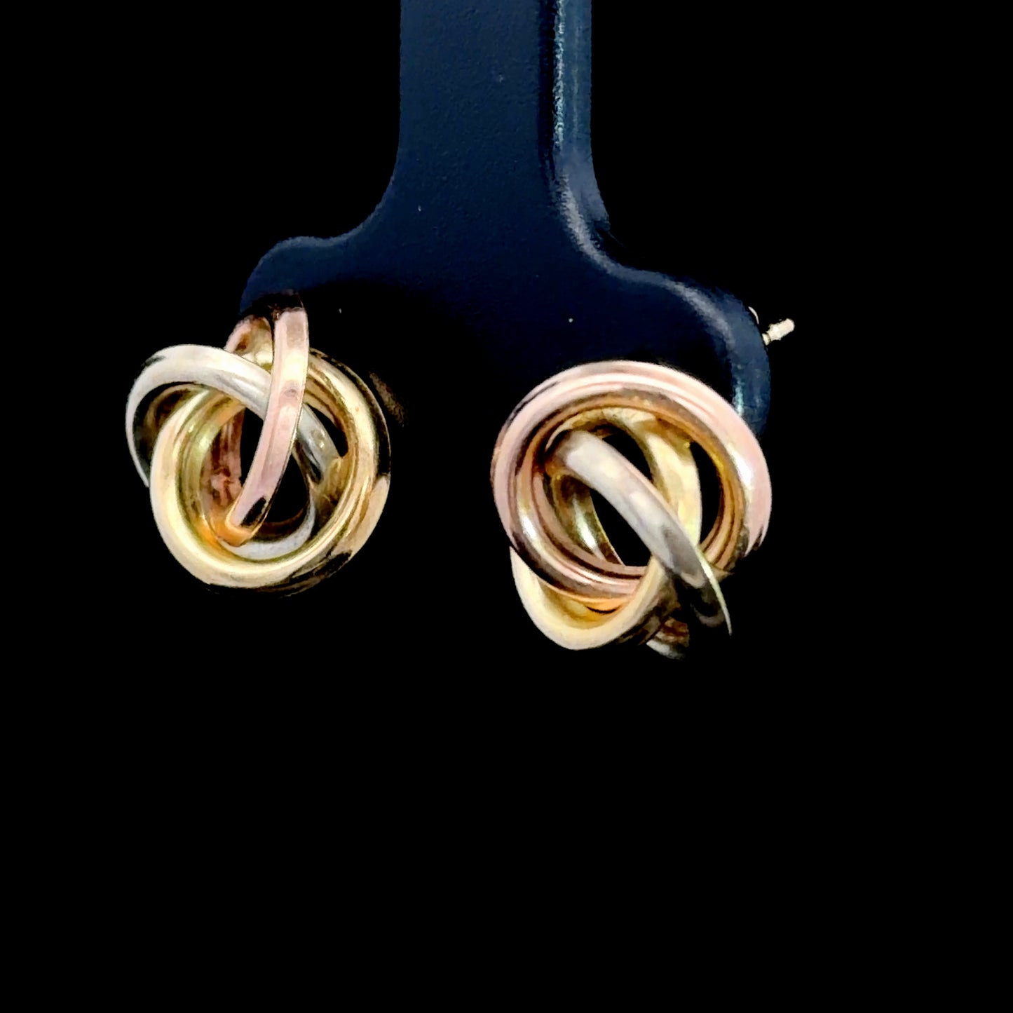 9k Tri-Colour Gold Knot Earrings