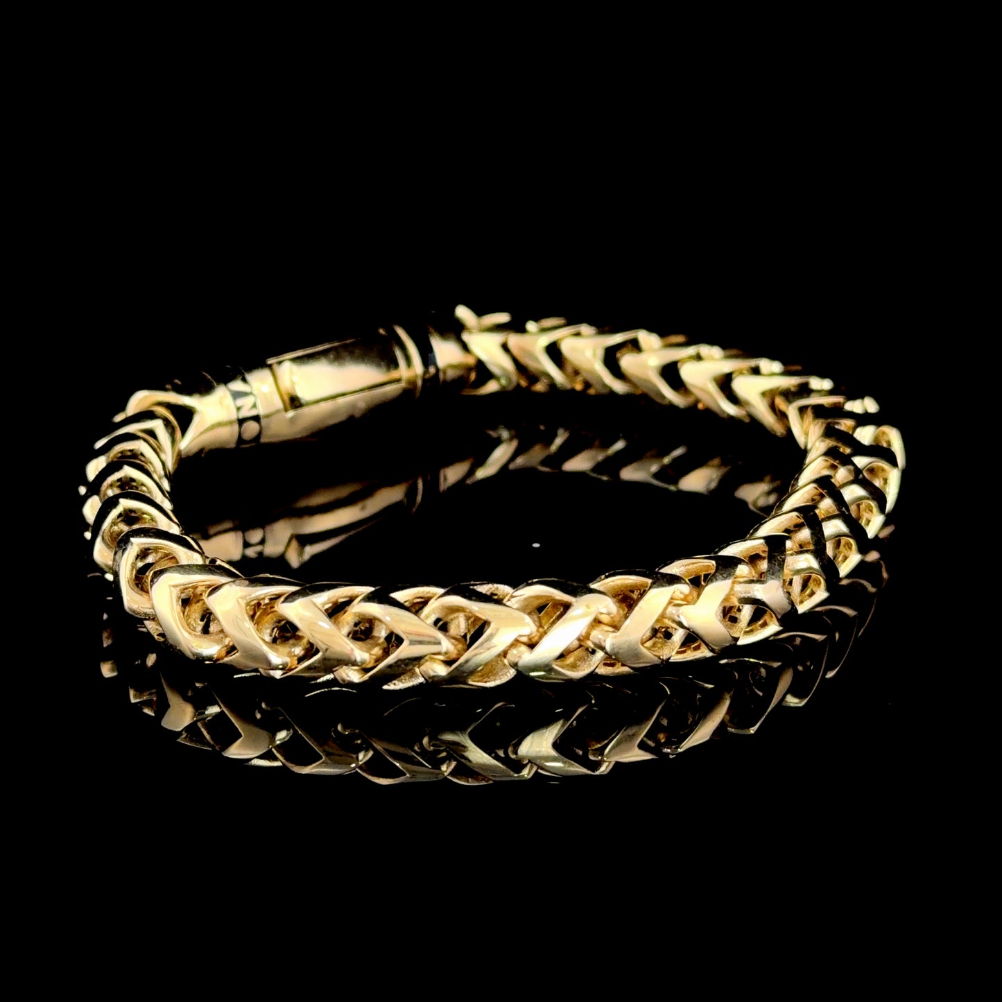 A Superb 14k Yellow Gold Monaco Chain Bracelet By Rondo Having A Very Secure Fastener