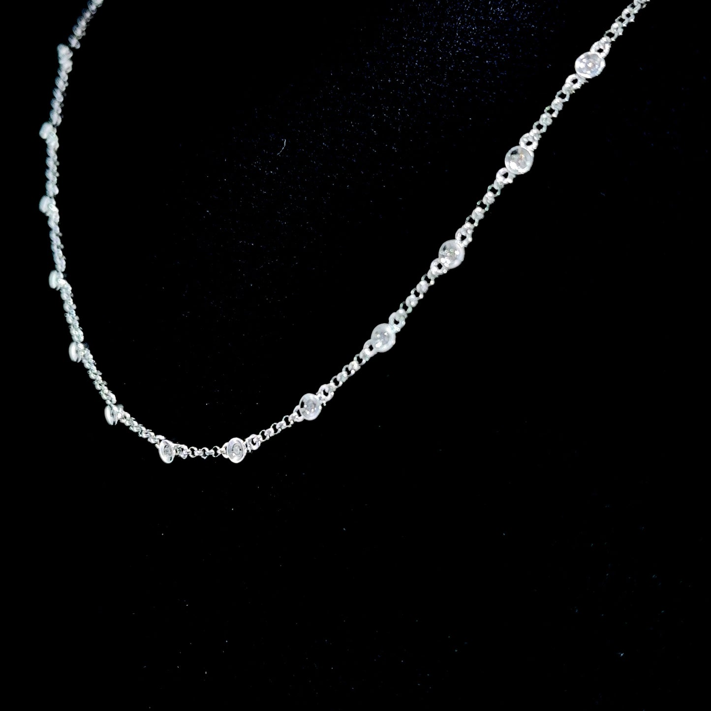 14K White Gold Diamond Set Necklace APPX 0.3 CTS
