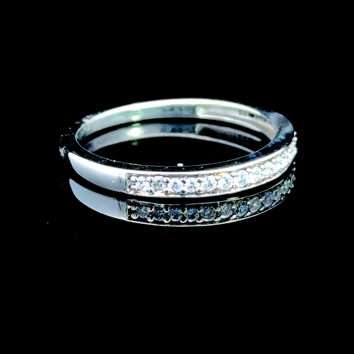 9K White Gold Diamond Micro Half Eternity Ring