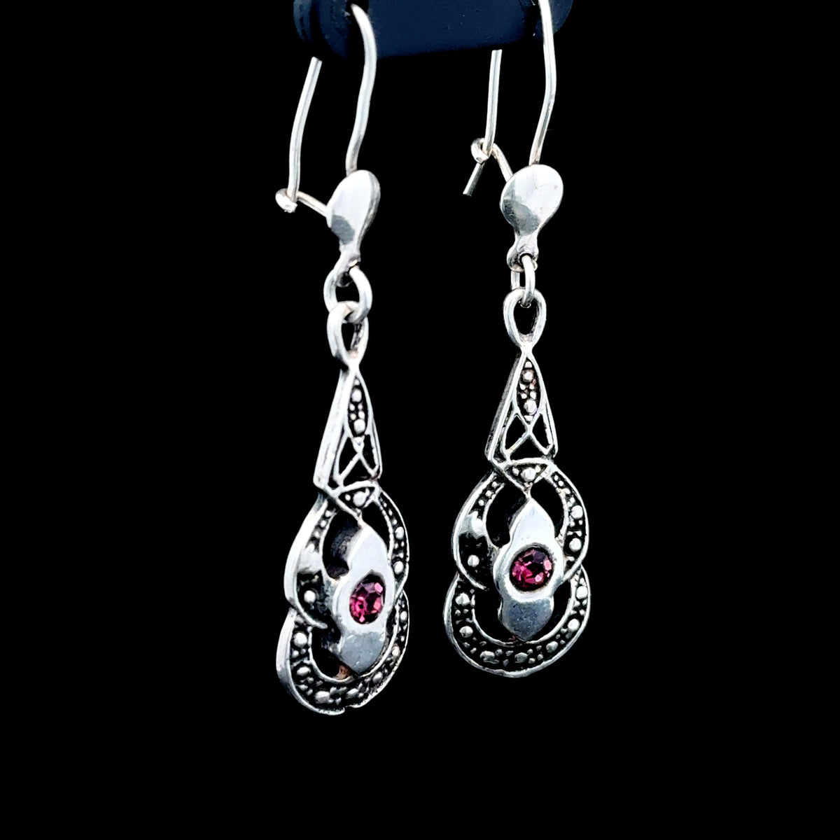 Silver Amethyst Drop Hook Earrings