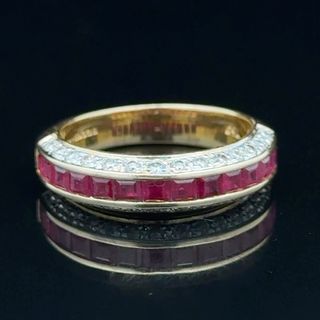 18K Yellow Gold Ruby & Diamond Band APPX R: 1 CTS D: 0.33 CTS