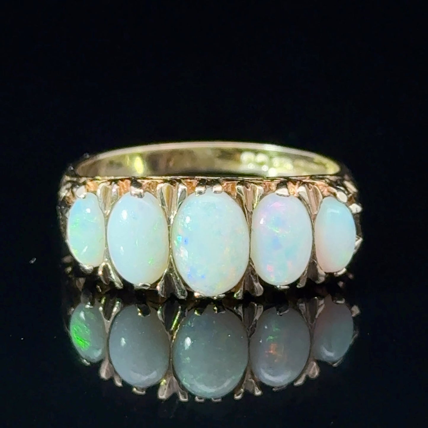 9K Yellow Gold 5 Stone Opal Ring