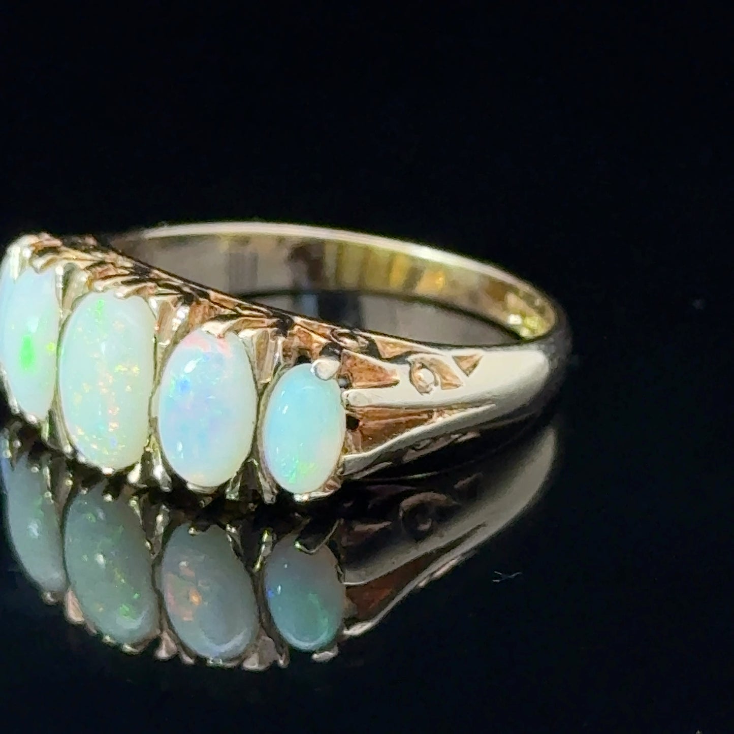 9K Yellow Gold 5 Stone Opal Ring