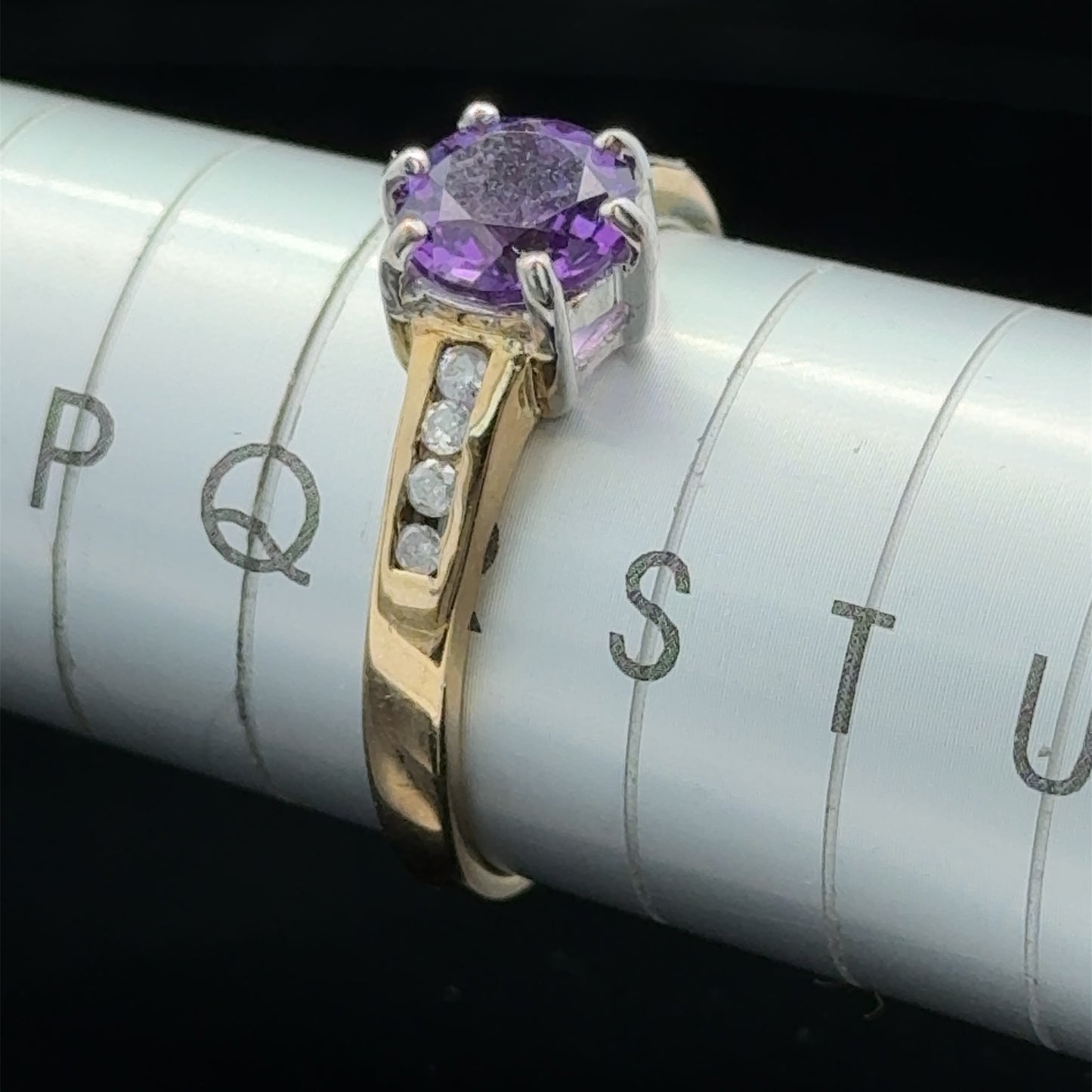 9K Yellow Gold Amethyst & Diamond Channel Set Shoulders
