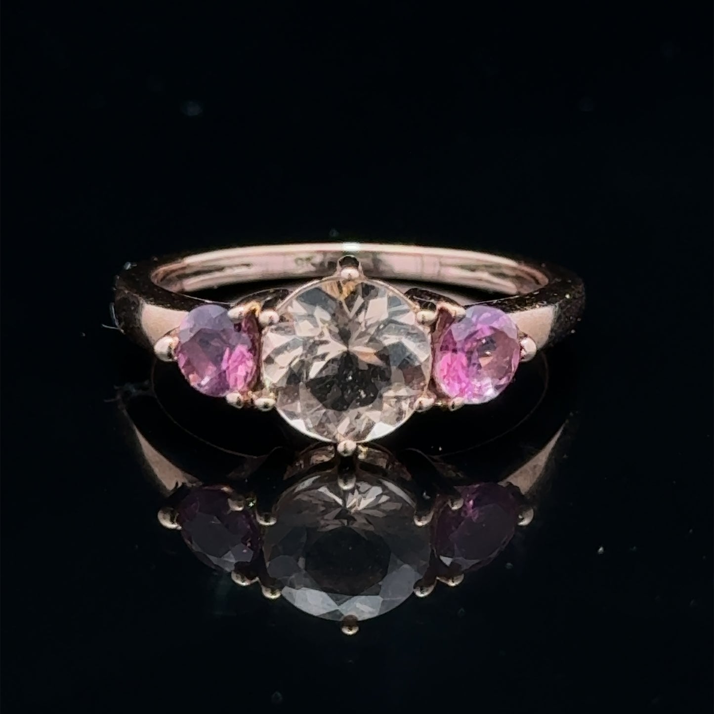 9K Gold Pink Topaz & Morganite Ring