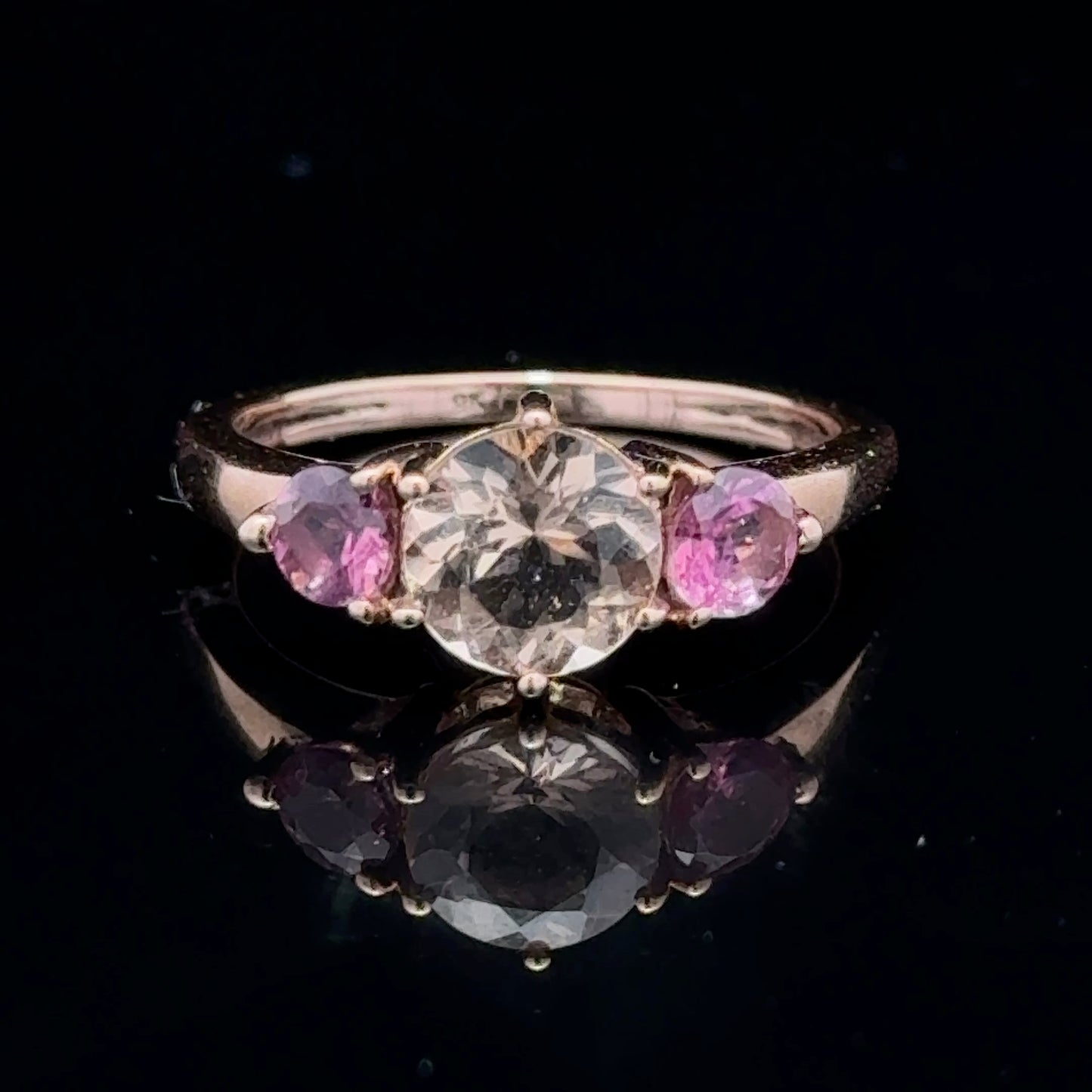 9K Gold Pink Topaz & Morganite Ring