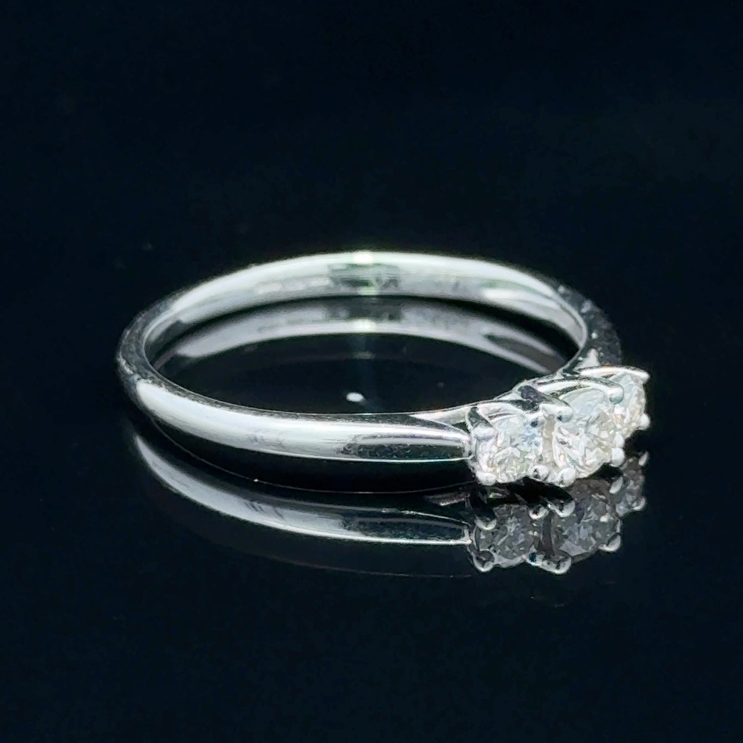 9K White Gold 3 Stone Diamond Ring APPX 0.25 CTS