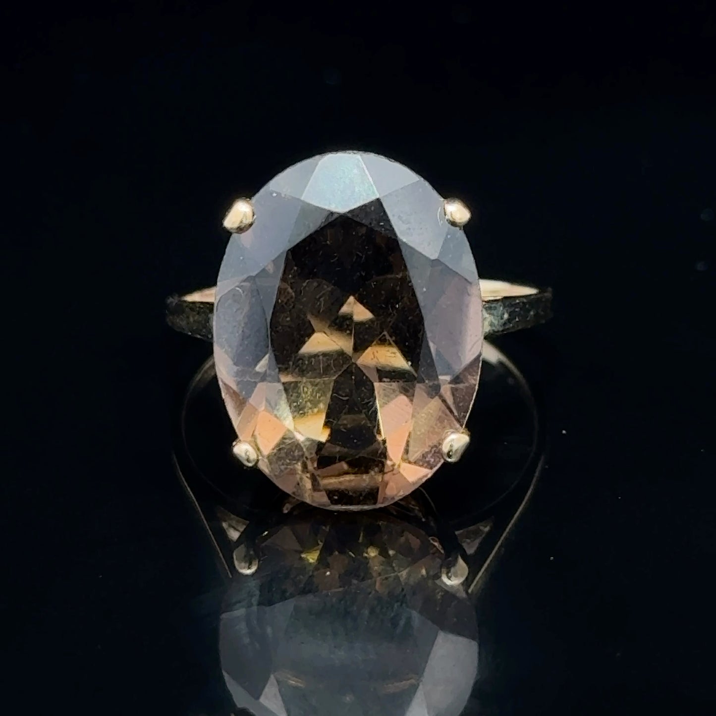 9K Yellow Gold Smokey Topaz Ring Size M1/2