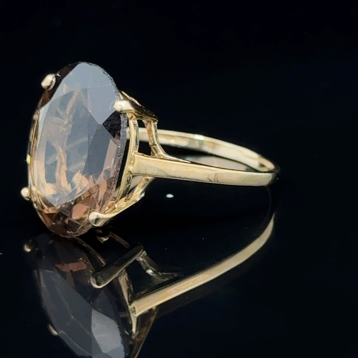 9K Yellow Gold Smokey Topaz Ring Size M1/2