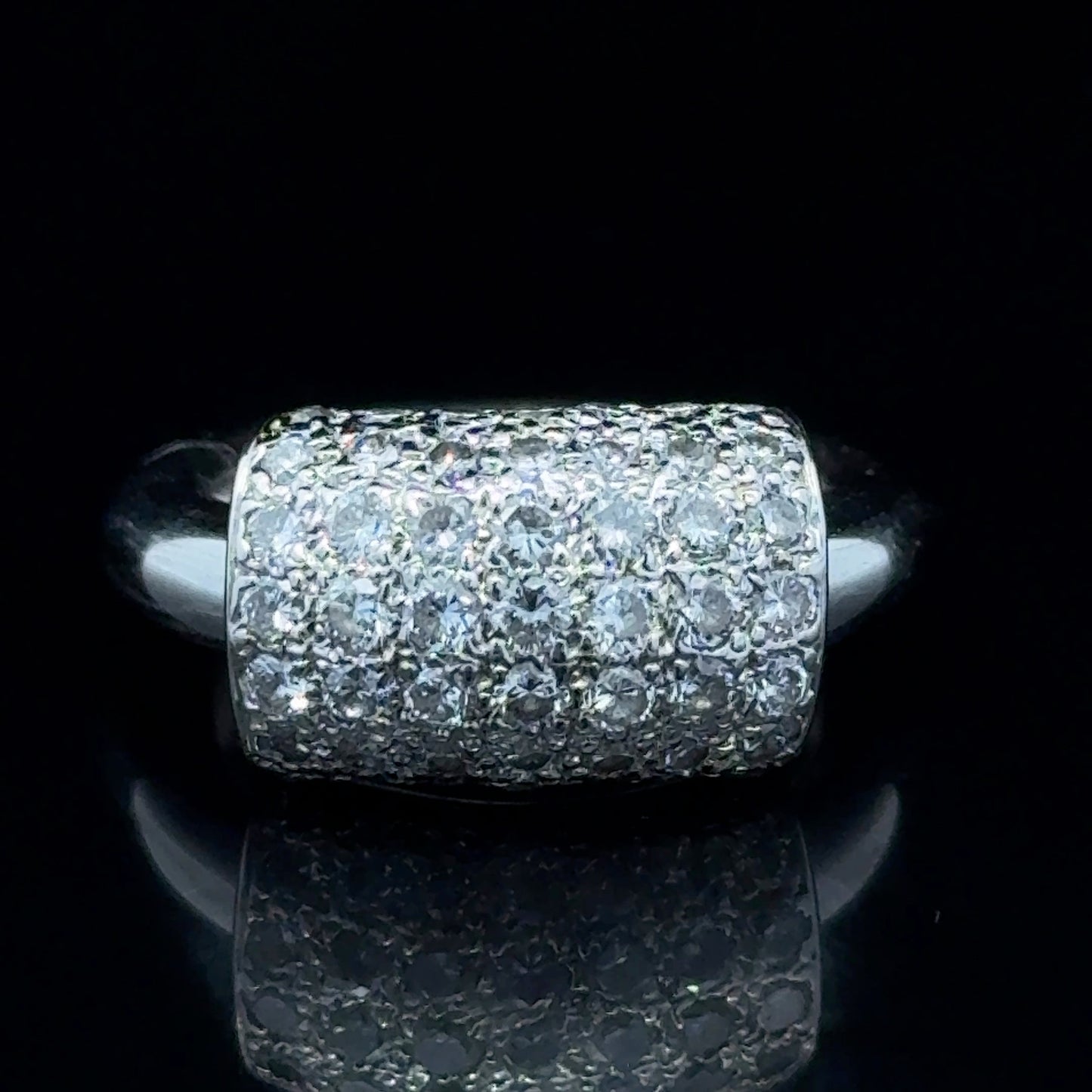 18K White Gold Diamond Fiddle Ring