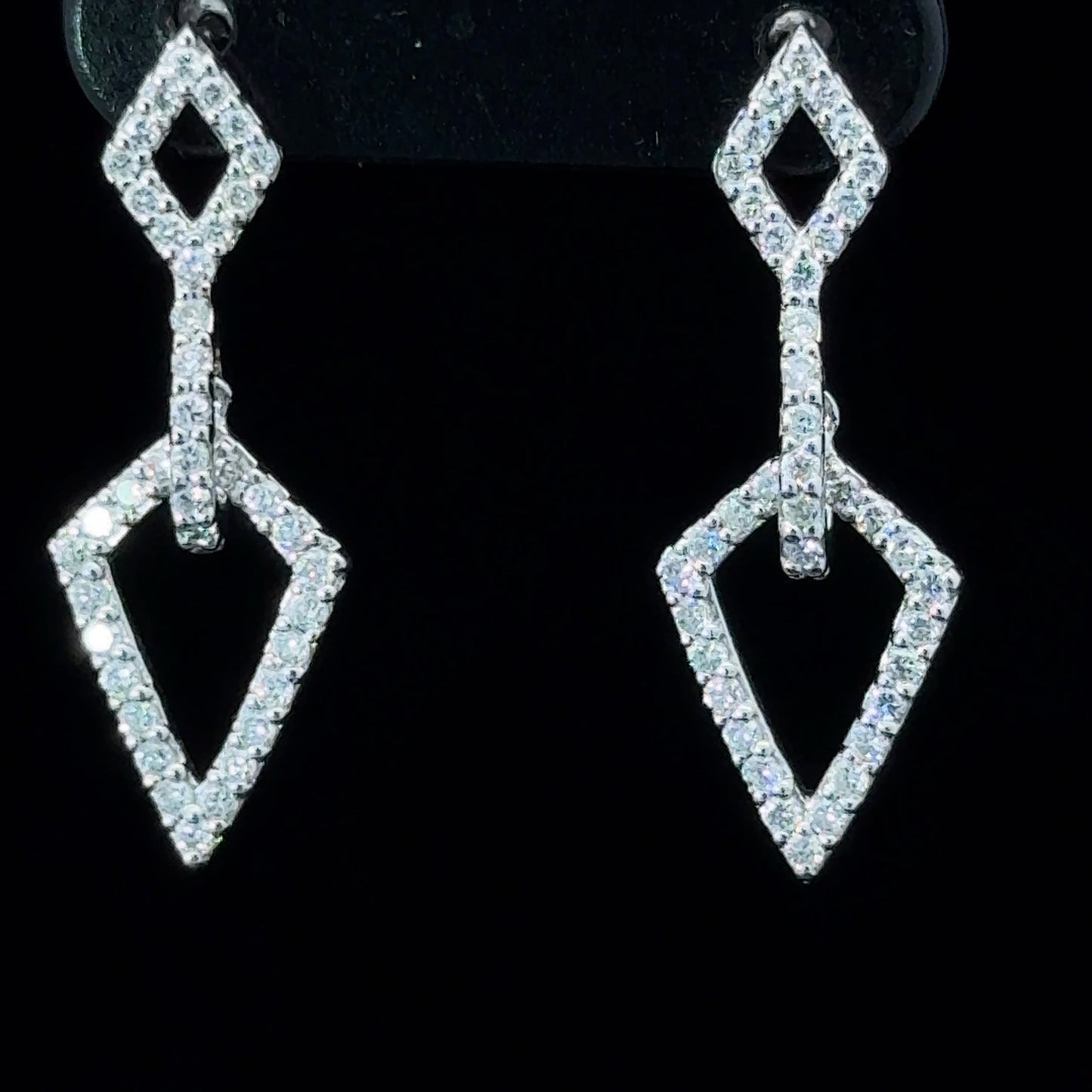 18K White Gold Diamond Arrow Drop Earrings