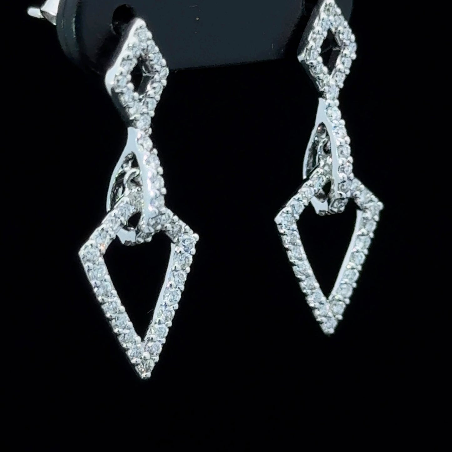 18K White Gold Diamond Arrow Drop Earrings
