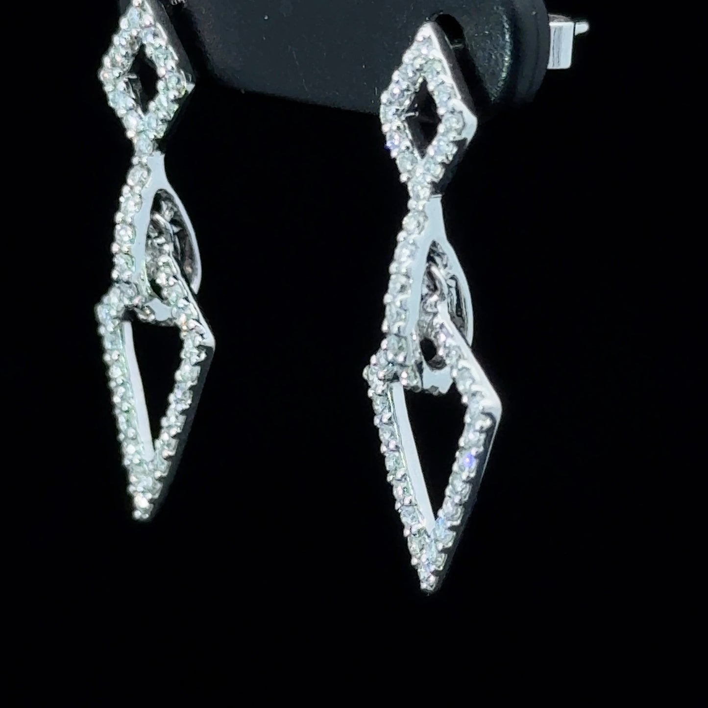 18K White Gold Diamond Arrow Drop Earrings
