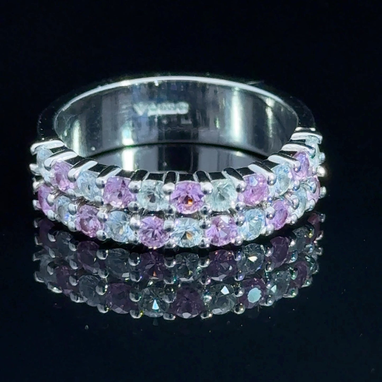 Platinum Pink Sapphire & Diamond 2 Row Band
