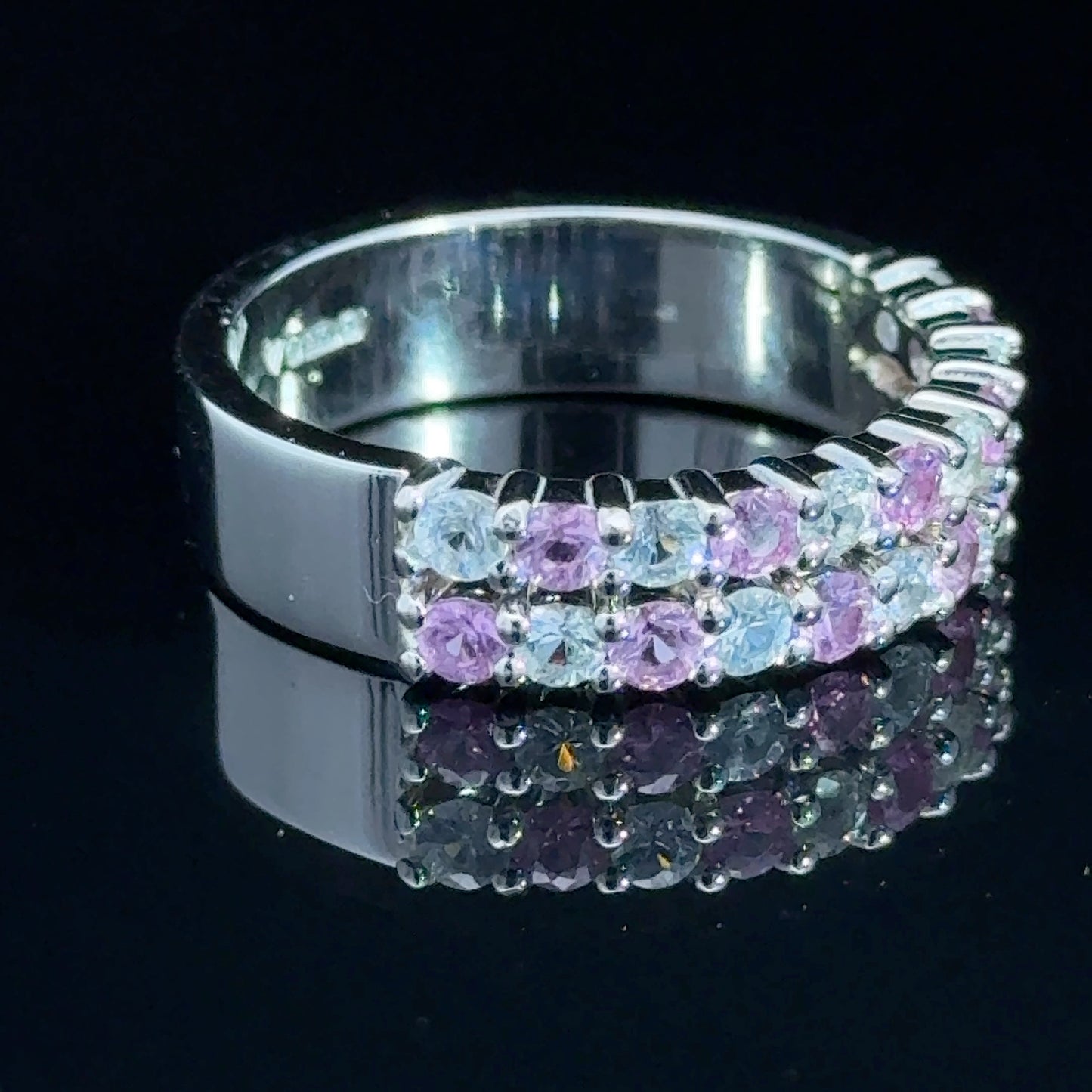 Platinum Pink Sapphire & Diamond 2 Row Band