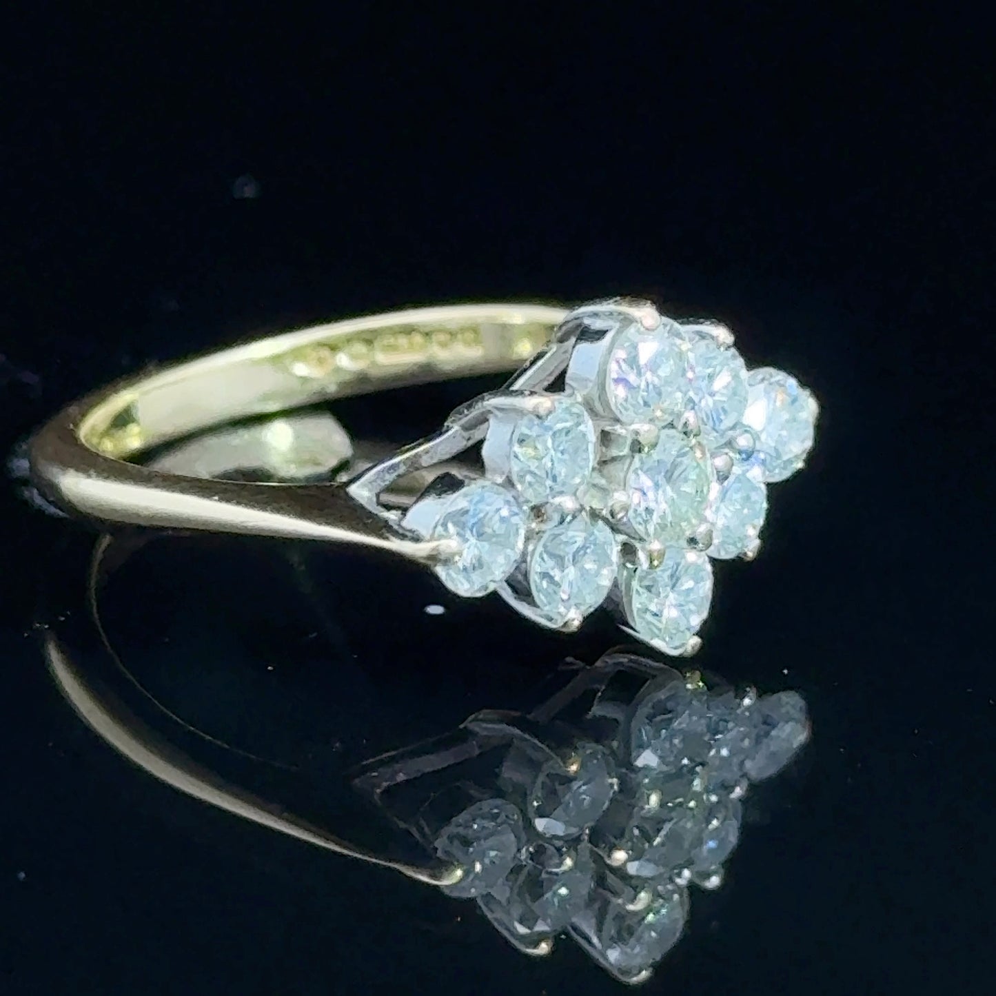 18K Yellow Gold Kite Shape Diamond Cluster 0.75 CTS