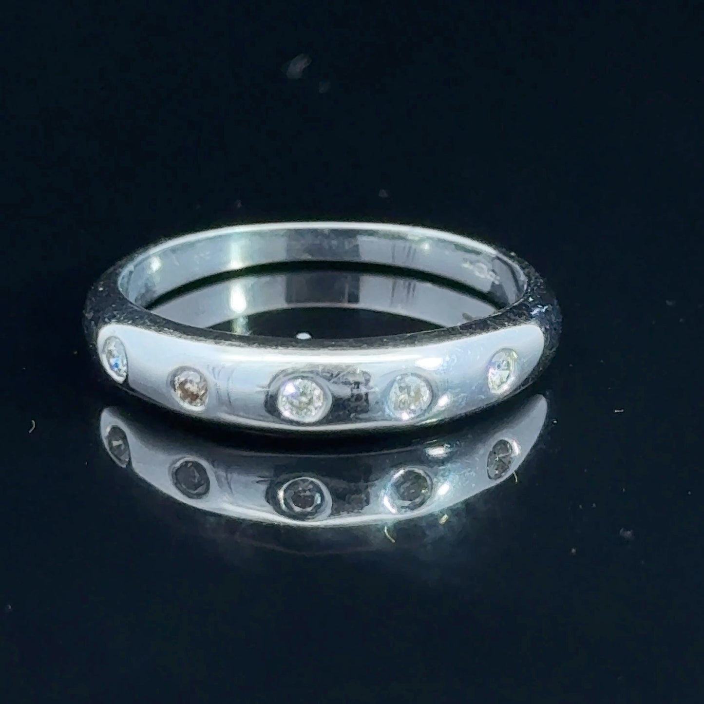 9K White Gold Diamond Eternity Band Rounded