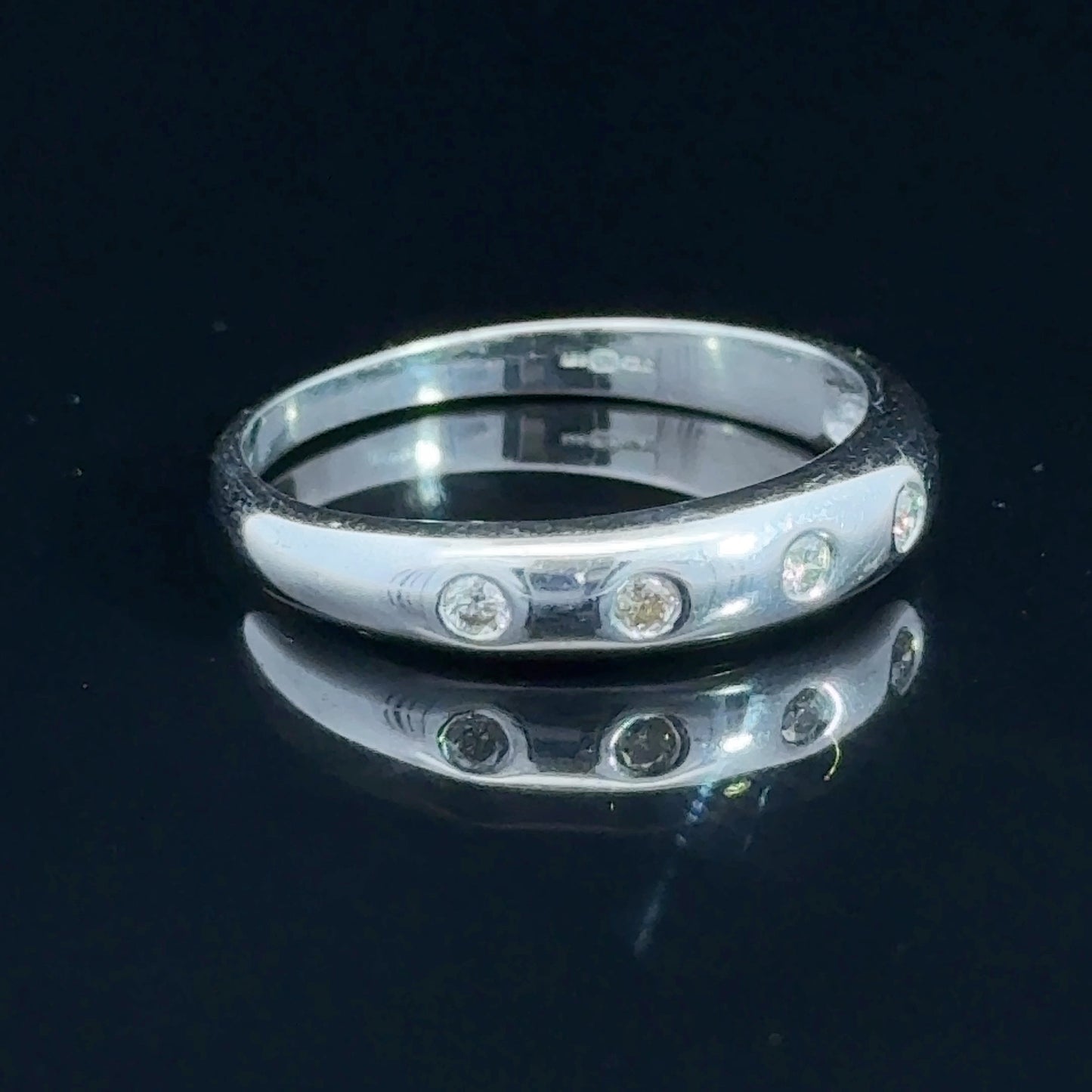 9K White Gold Diamond Eternity Band Rounded