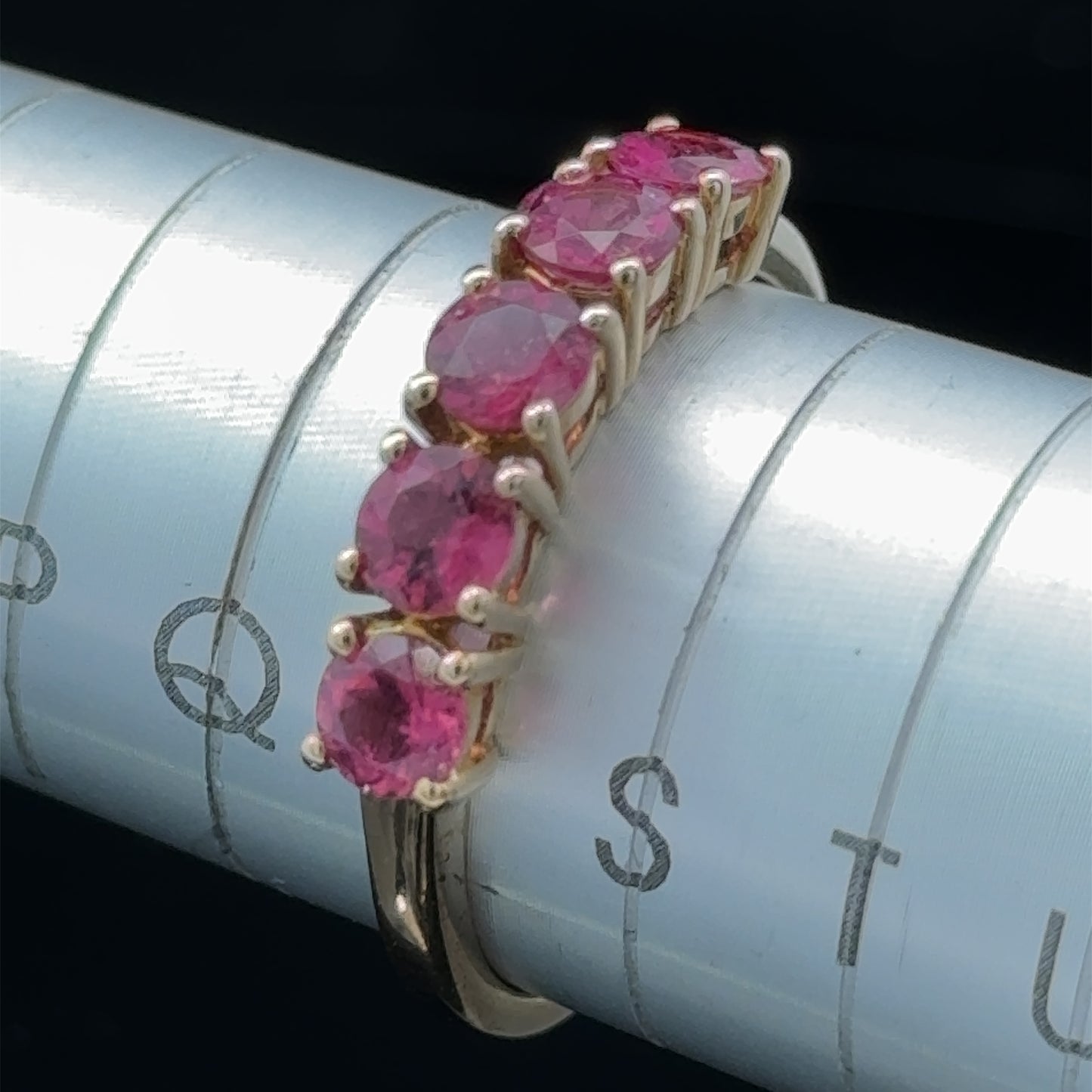 9K Cherry Zirconia 5 Stone Ring