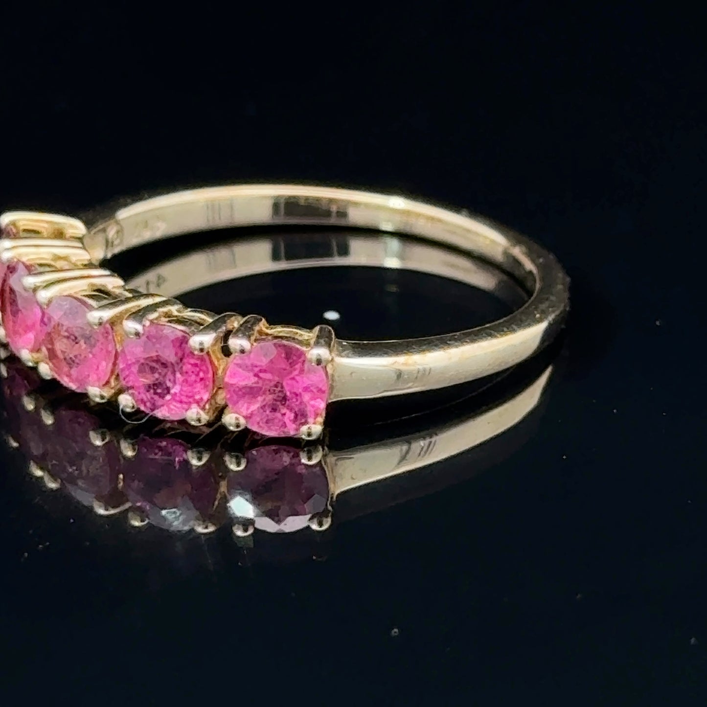 9K Cherry Zirconia 5 Stone Ring
