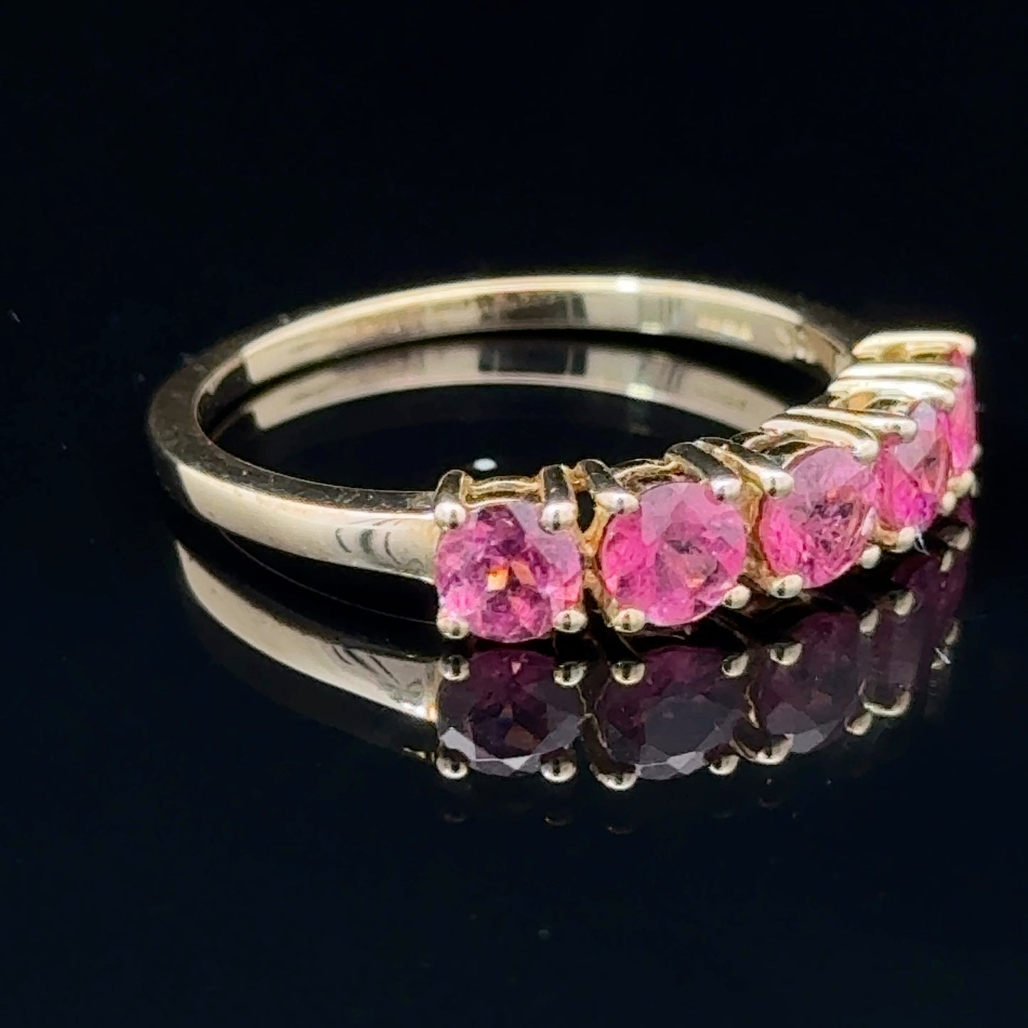 9K Cherry Zirconia 5 Stone Ring