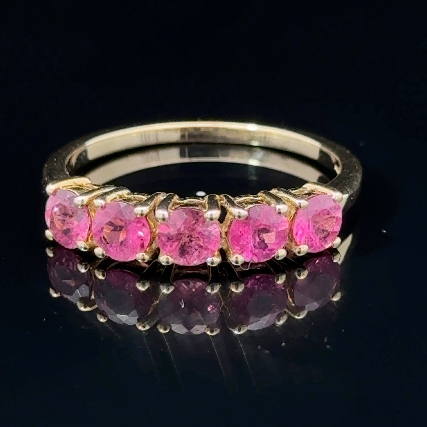 9K Cherry Zirconia 5 Stone Ring