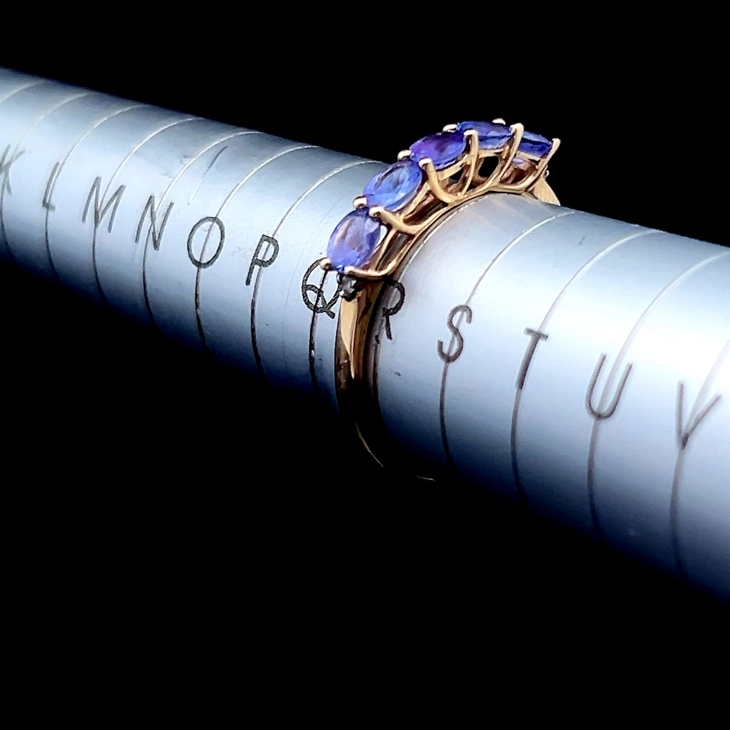9K Yellow Gold 5 Stone Tanzanite Ring