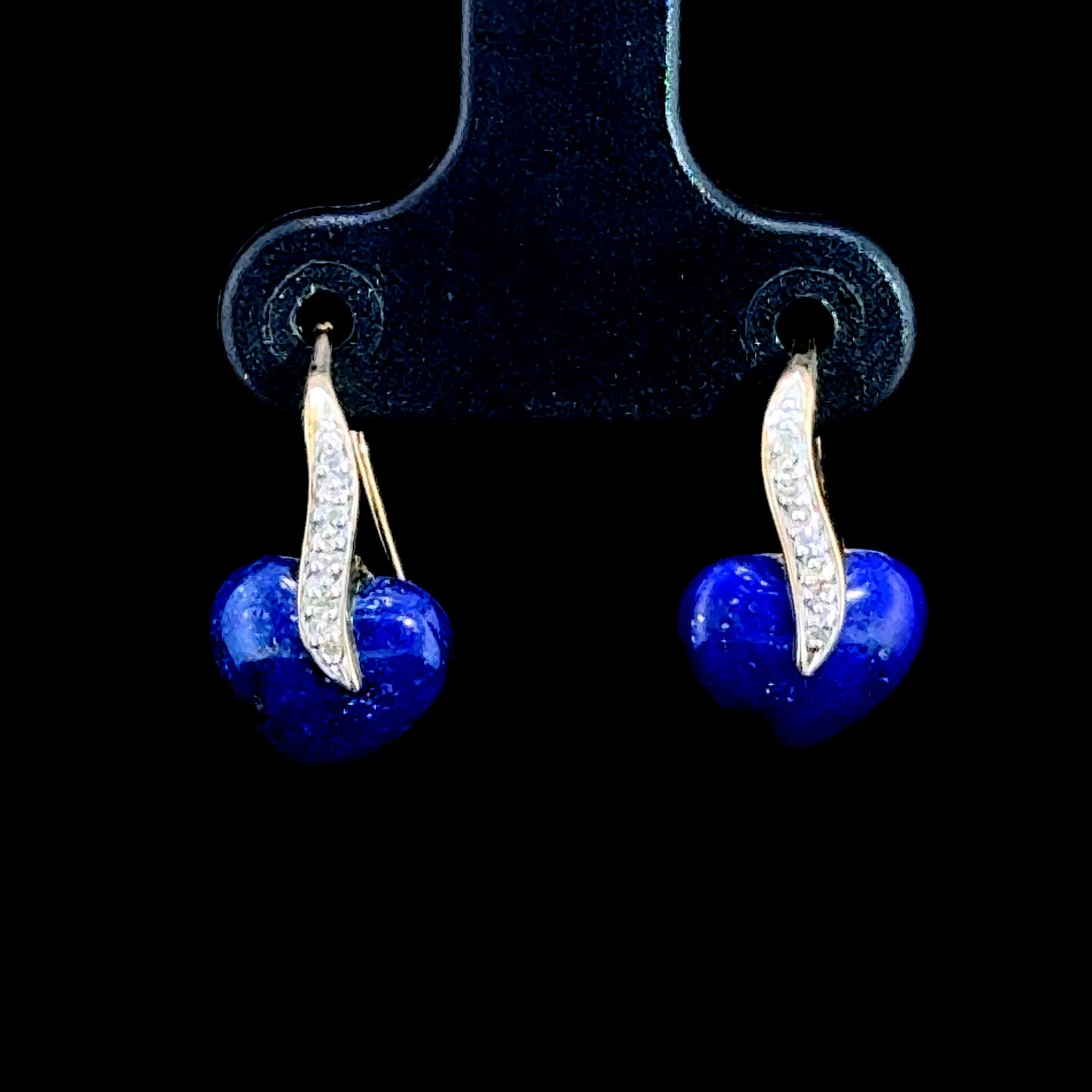 9K Yellow Gold Lapis Hook Earrings