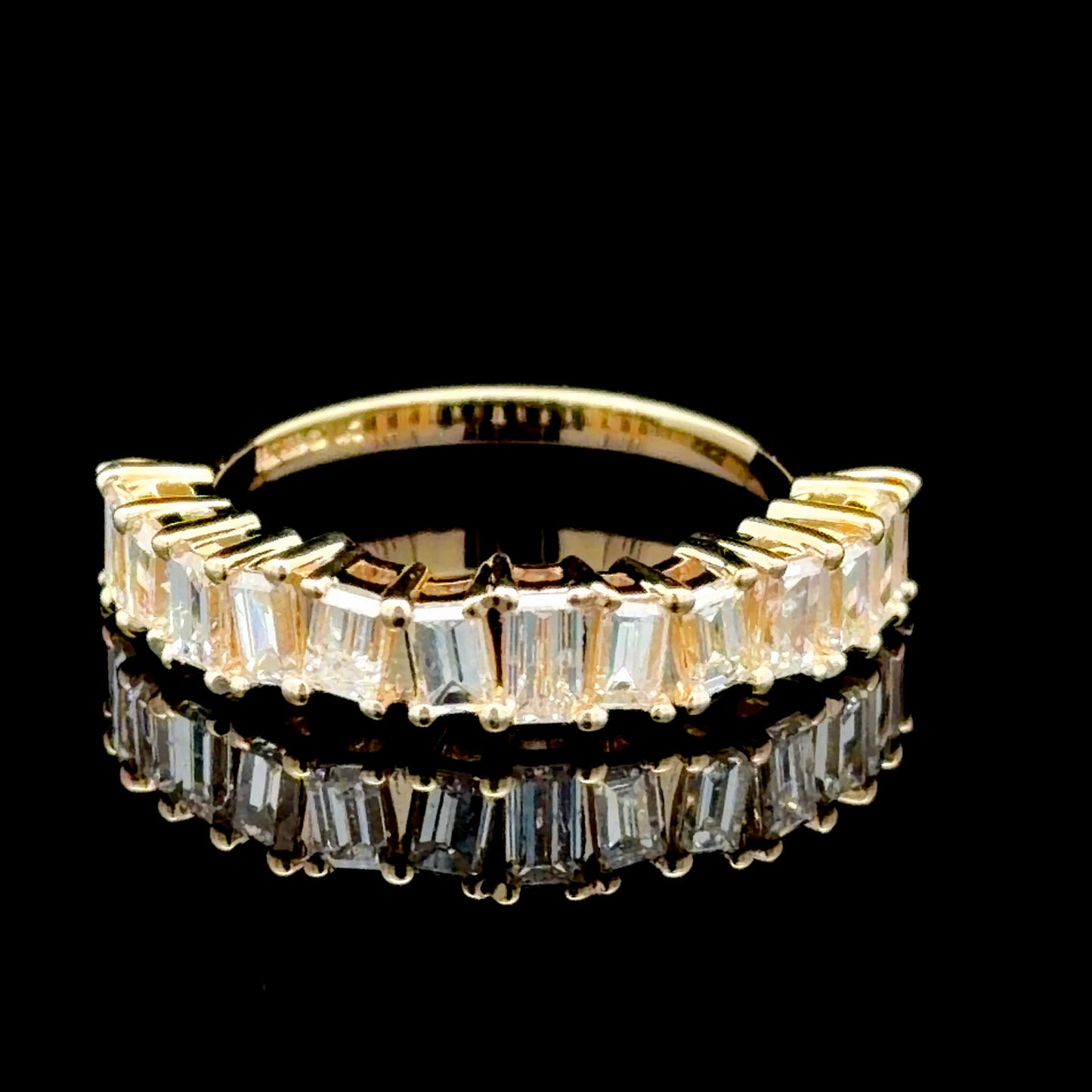 14K Yellow Gold Baguette Diamond Half Eternity Ring 1.5 Cts