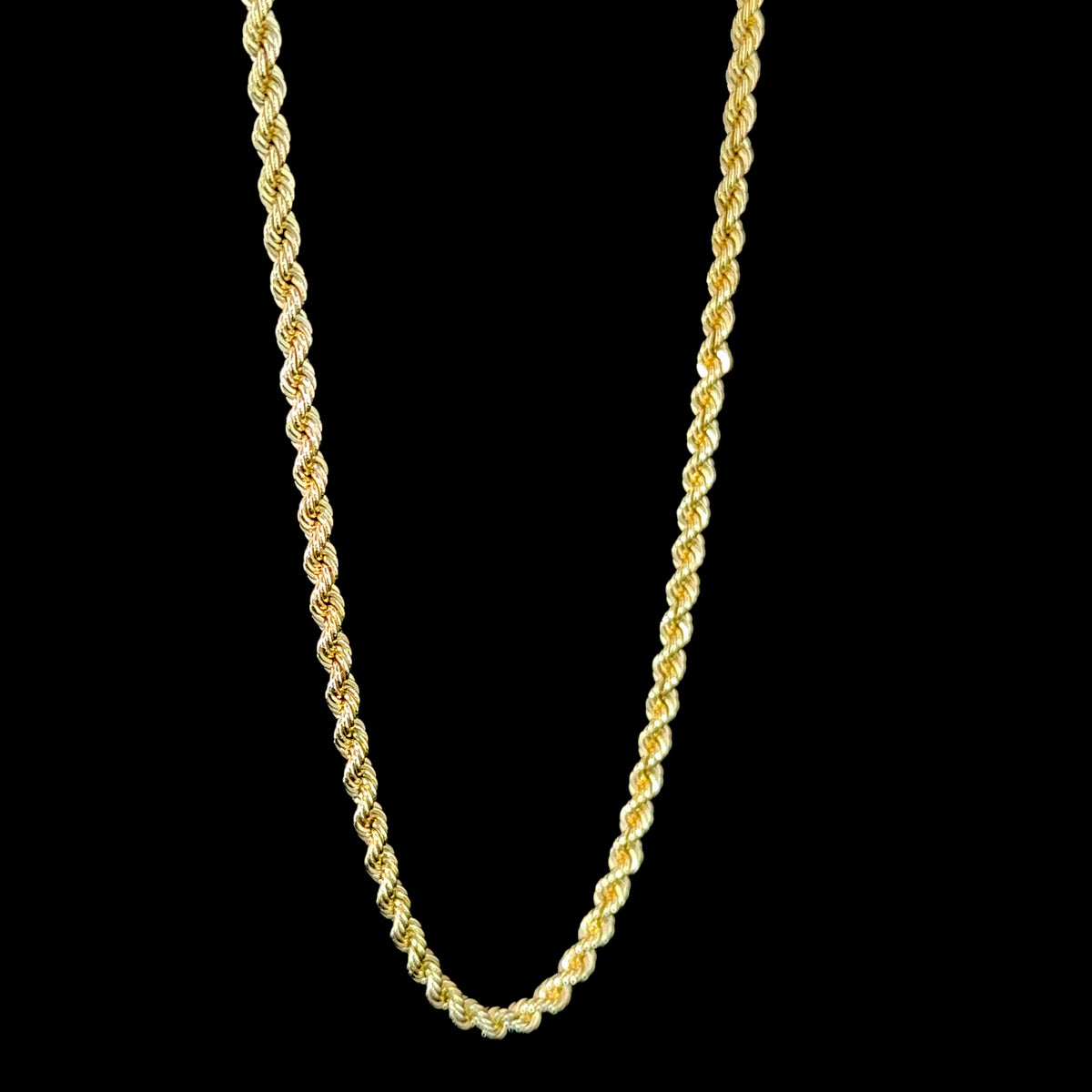 9k Yellow Gold Rope Chain 18 Inches Long