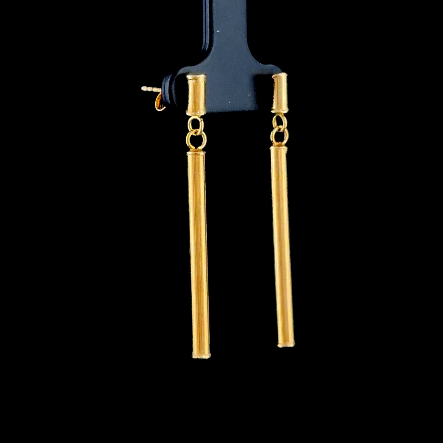 9k Yellow Gold Tubular Articulated Drop Earrings