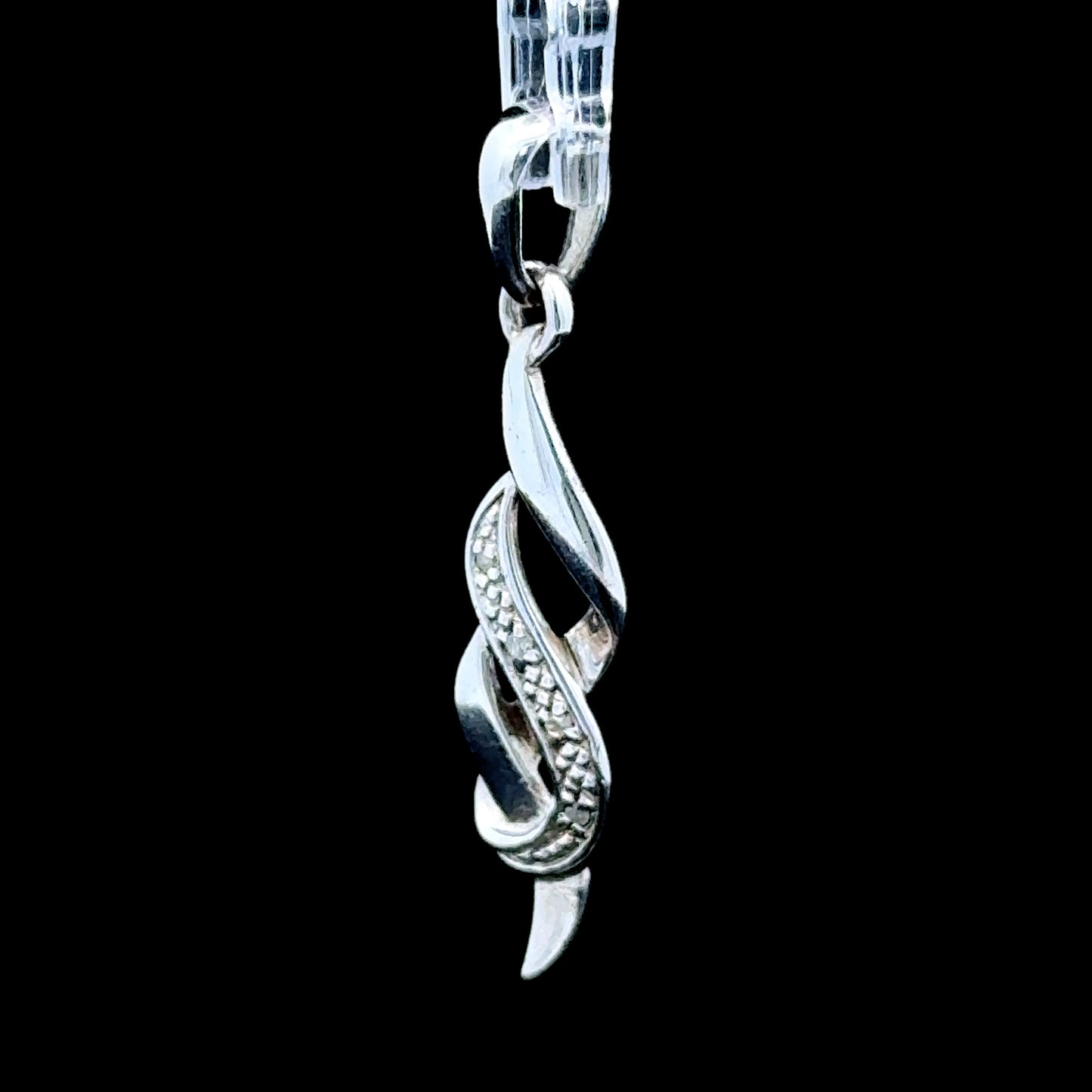 Silver & Diamond Twisted Pendant