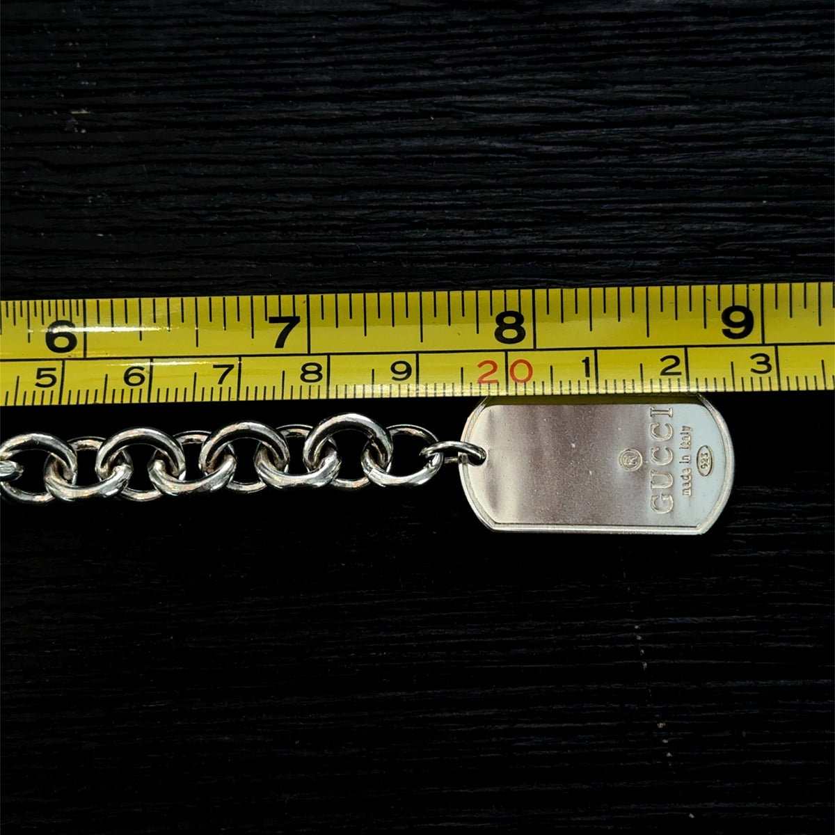 Silver Gucci Dog Tag Belcher Bracelet