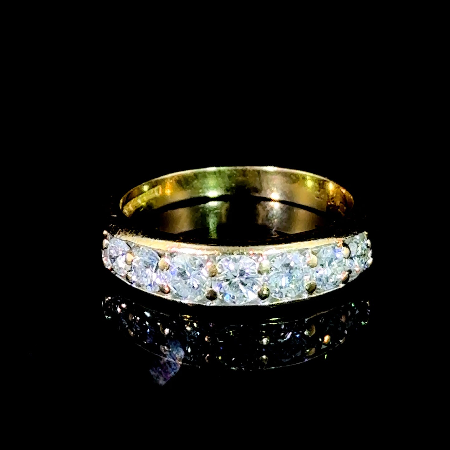 18K Yellow Gold 7 Stone Channel Set Diamond Eternity Band 1.0 CTS