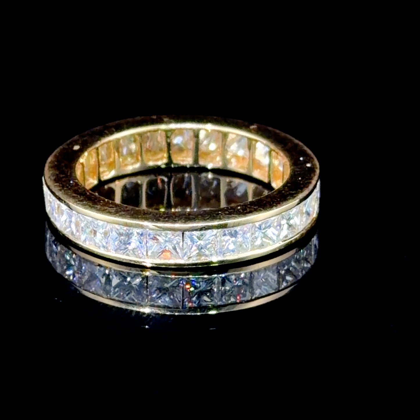 Stunning 18k Yellow Gold Princess Cut Diamond Eternity Ring 4 Cts