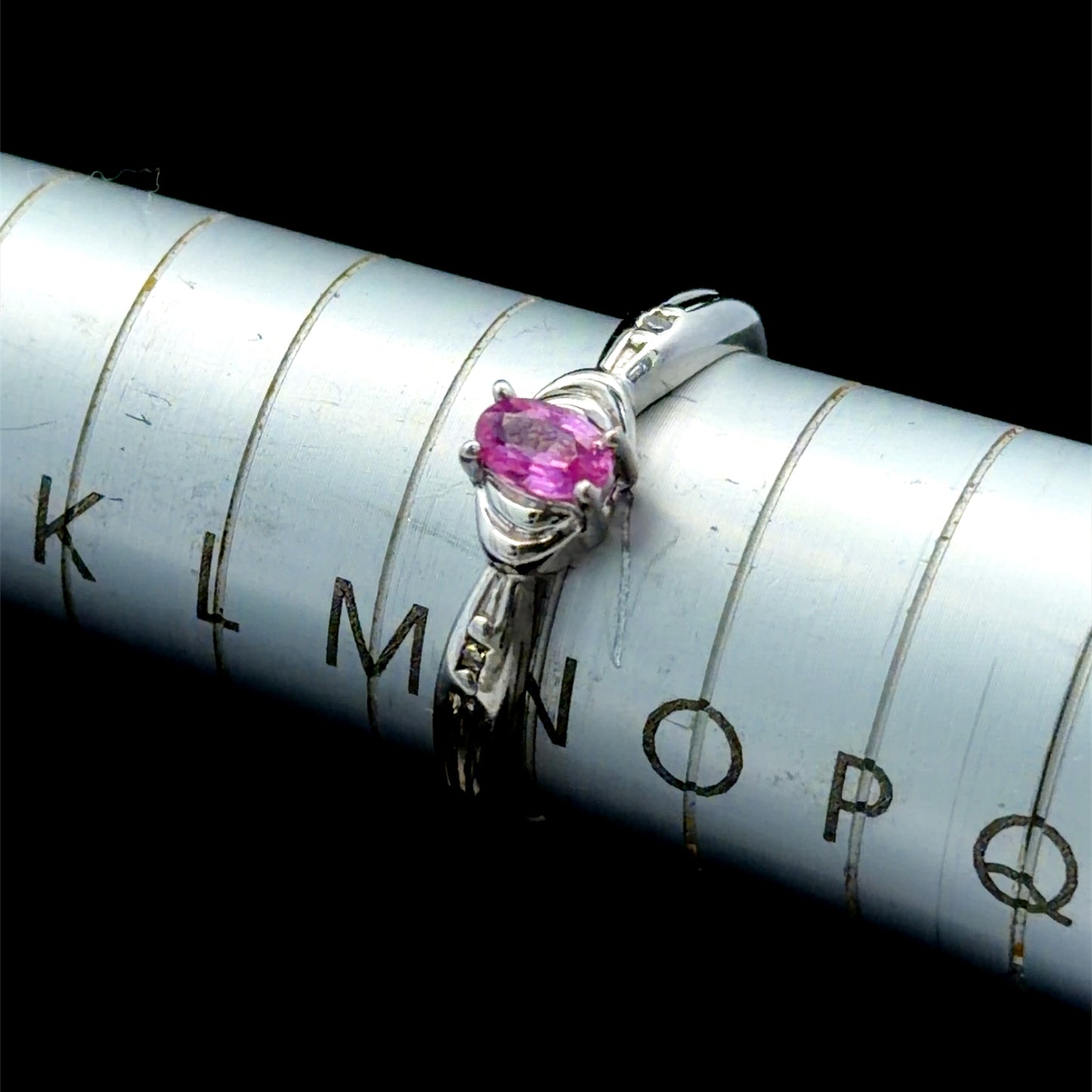 10 k White Gold Pink Sapphire & Diamond Ring
