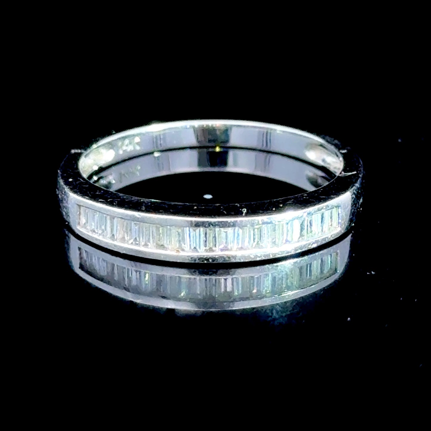 14K White Gold Baguette Diamond Band Ring