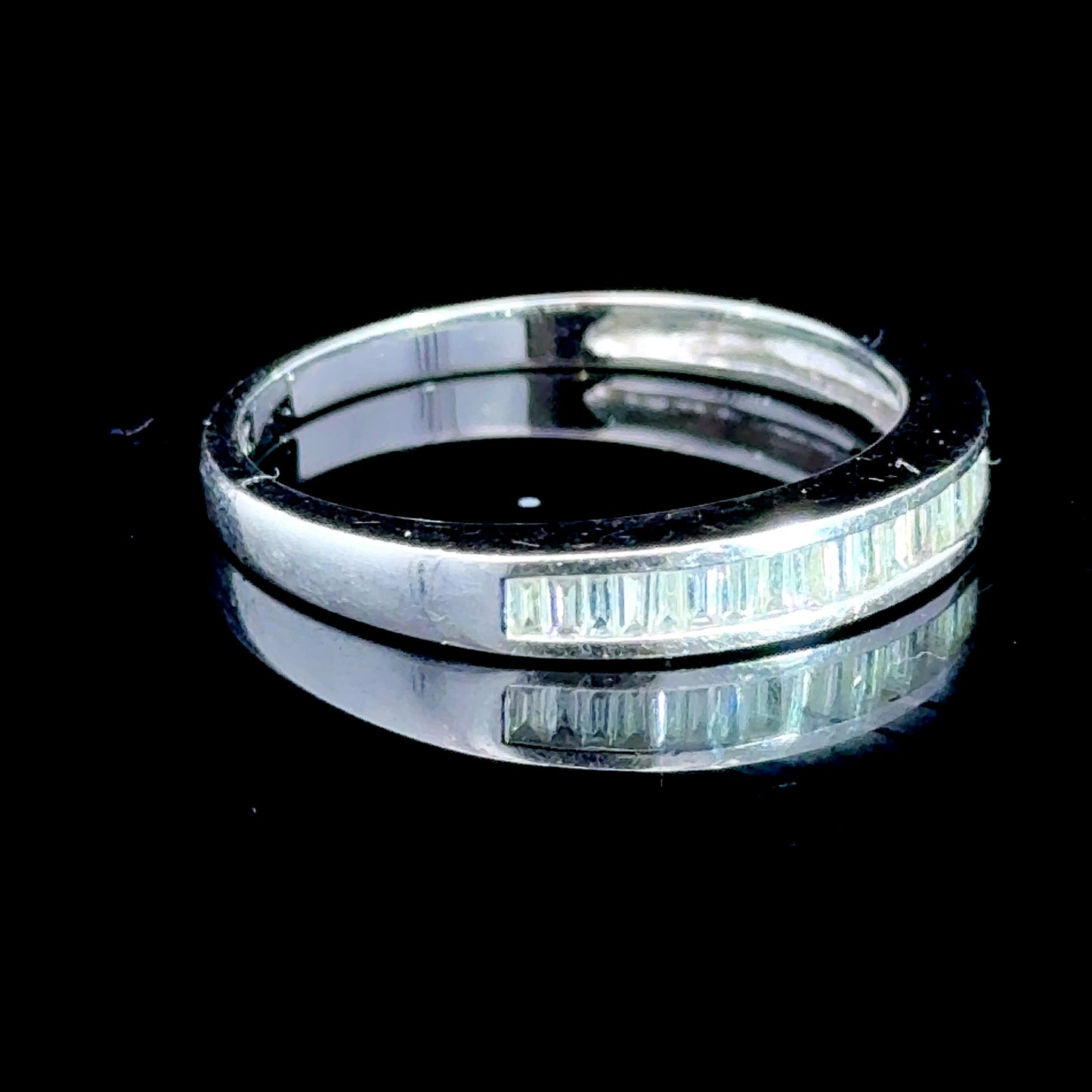 14K White Gold Baguette Diamond Band Ring