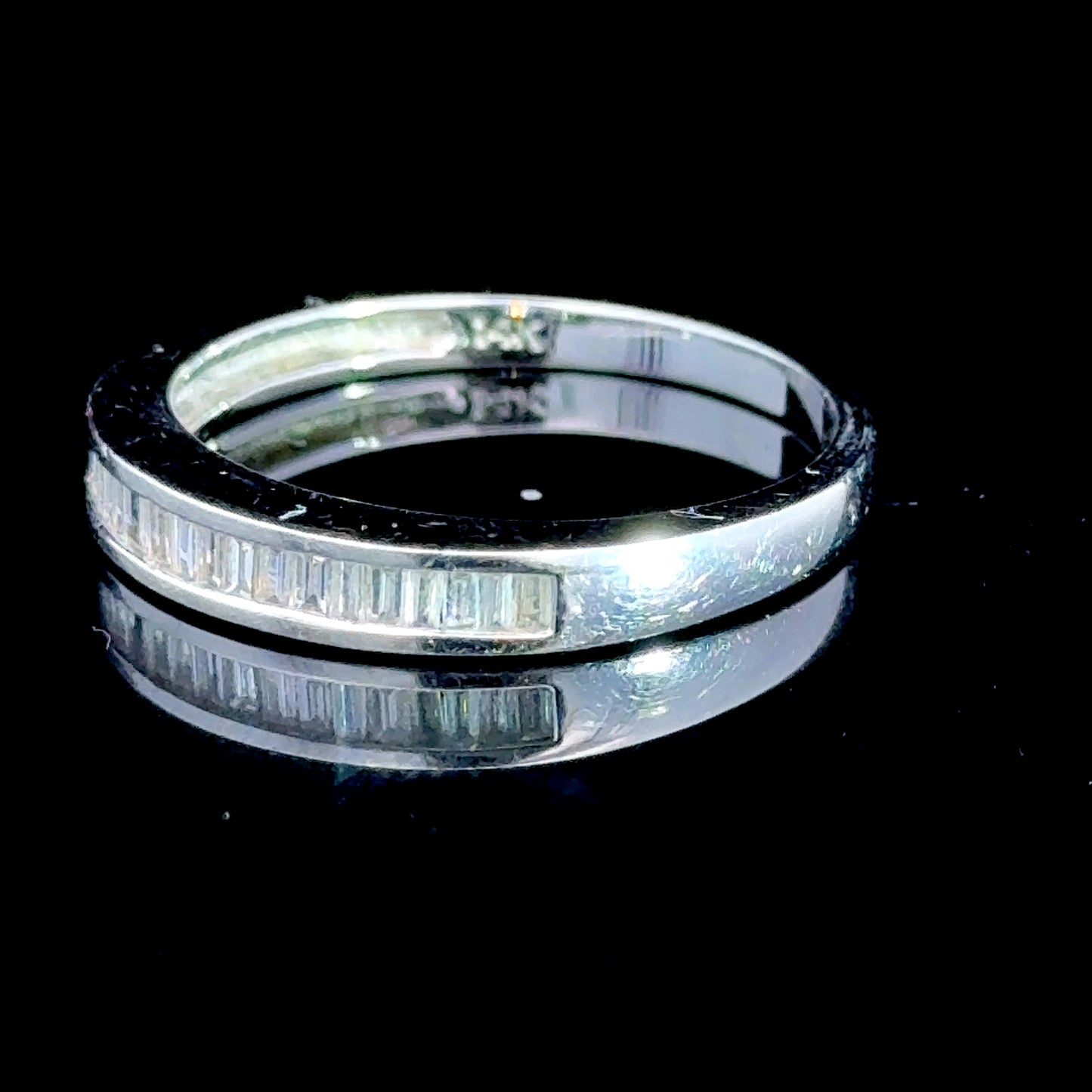 14K White Gold Baguette Diamond Band Ring