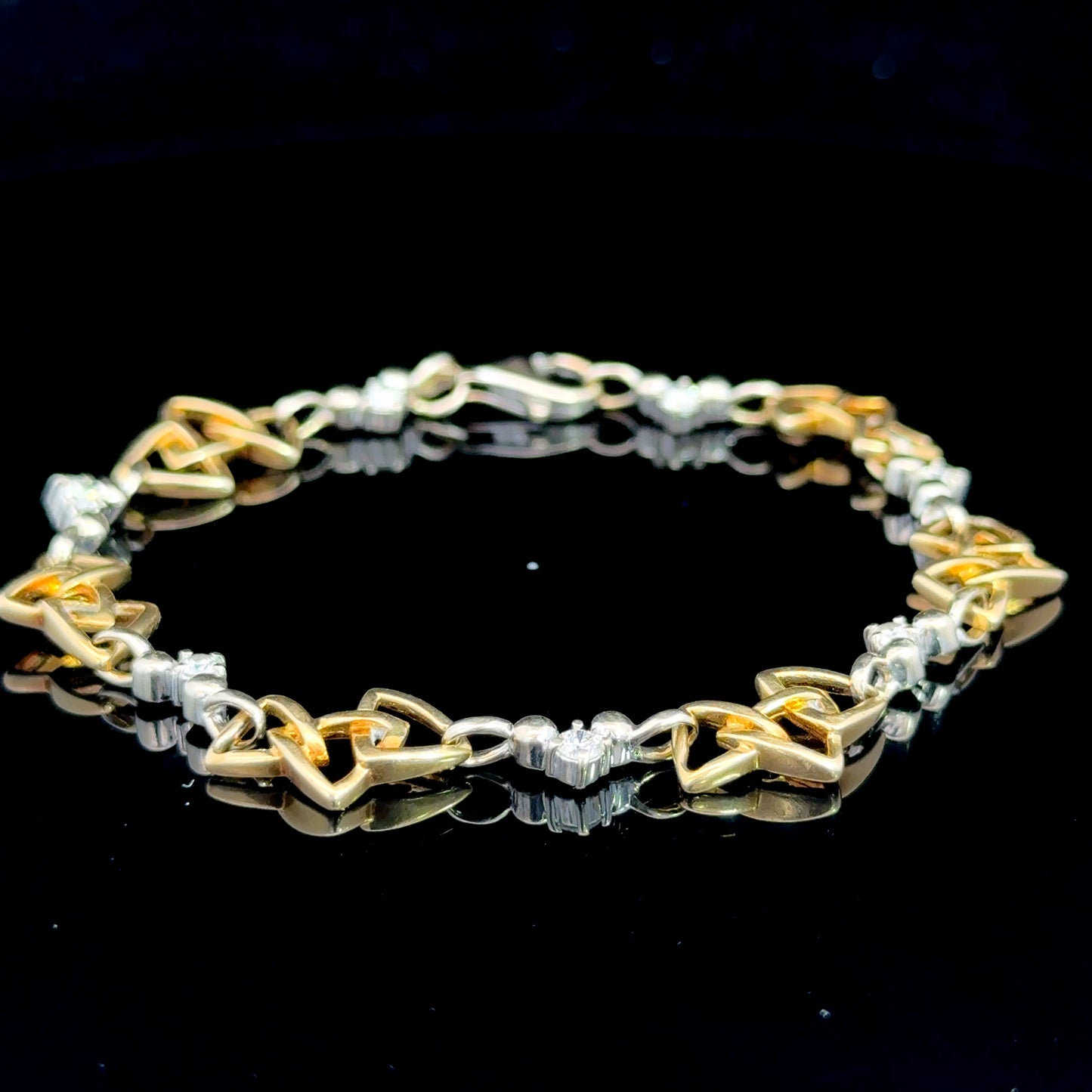 18K Yellow Gold & White Gold Diamond Geometric Bracelet  APX 0.7 CTS