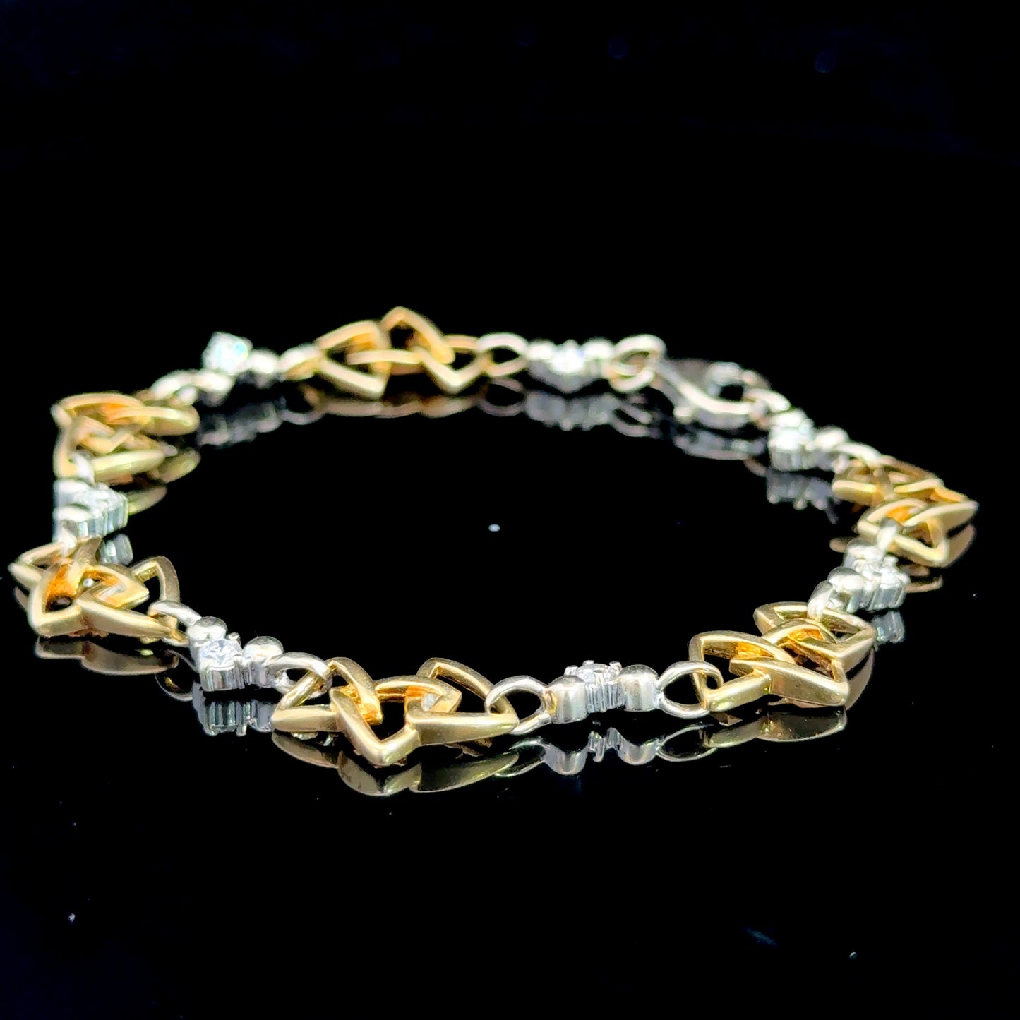 18K Yellow Gold & White Gold Diamond Geometric Bracelet  APX 0.7 CTS