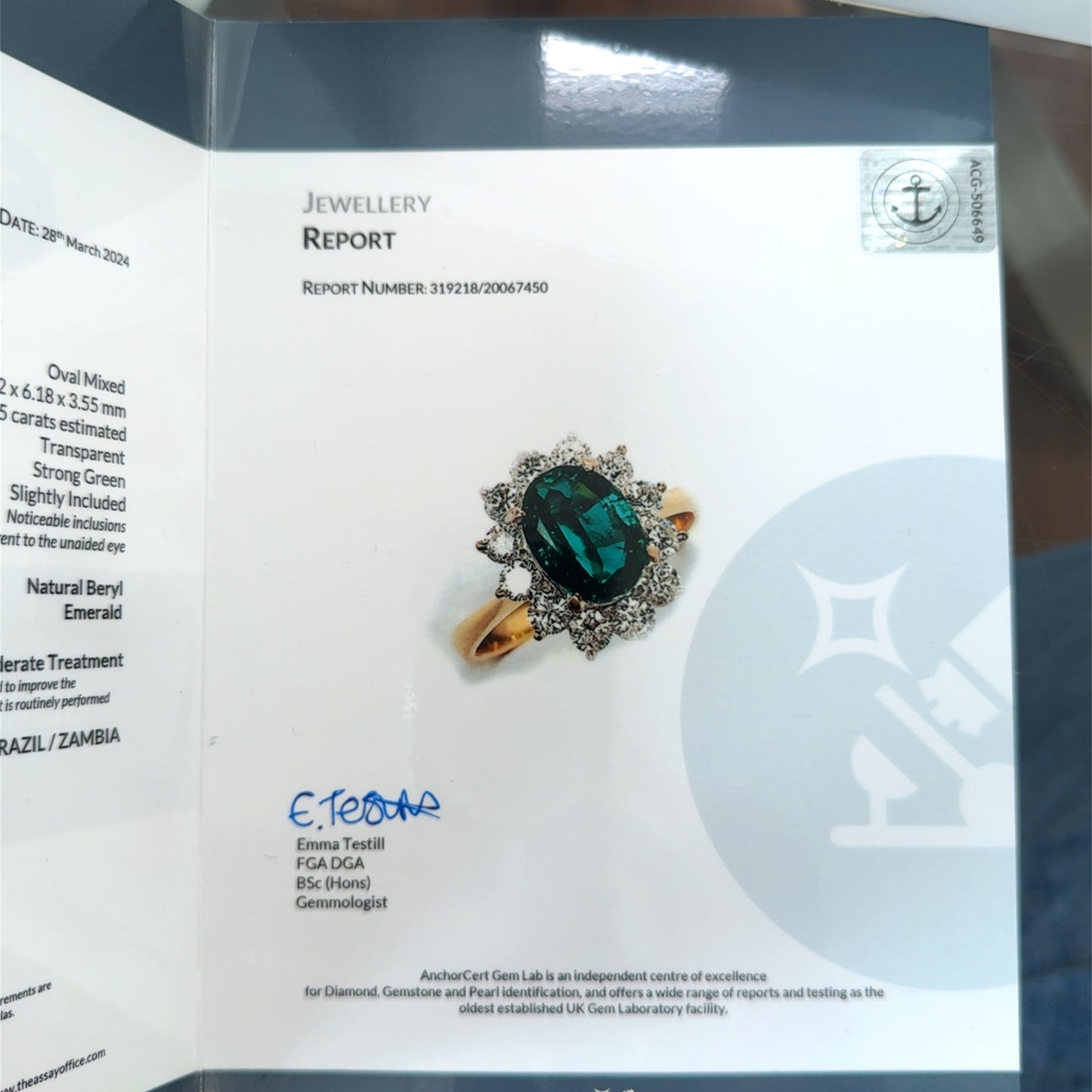 18K Yellow Gold Emerald & Diamond Cluster APPX E:1.05 CTS D:0.85 CTS