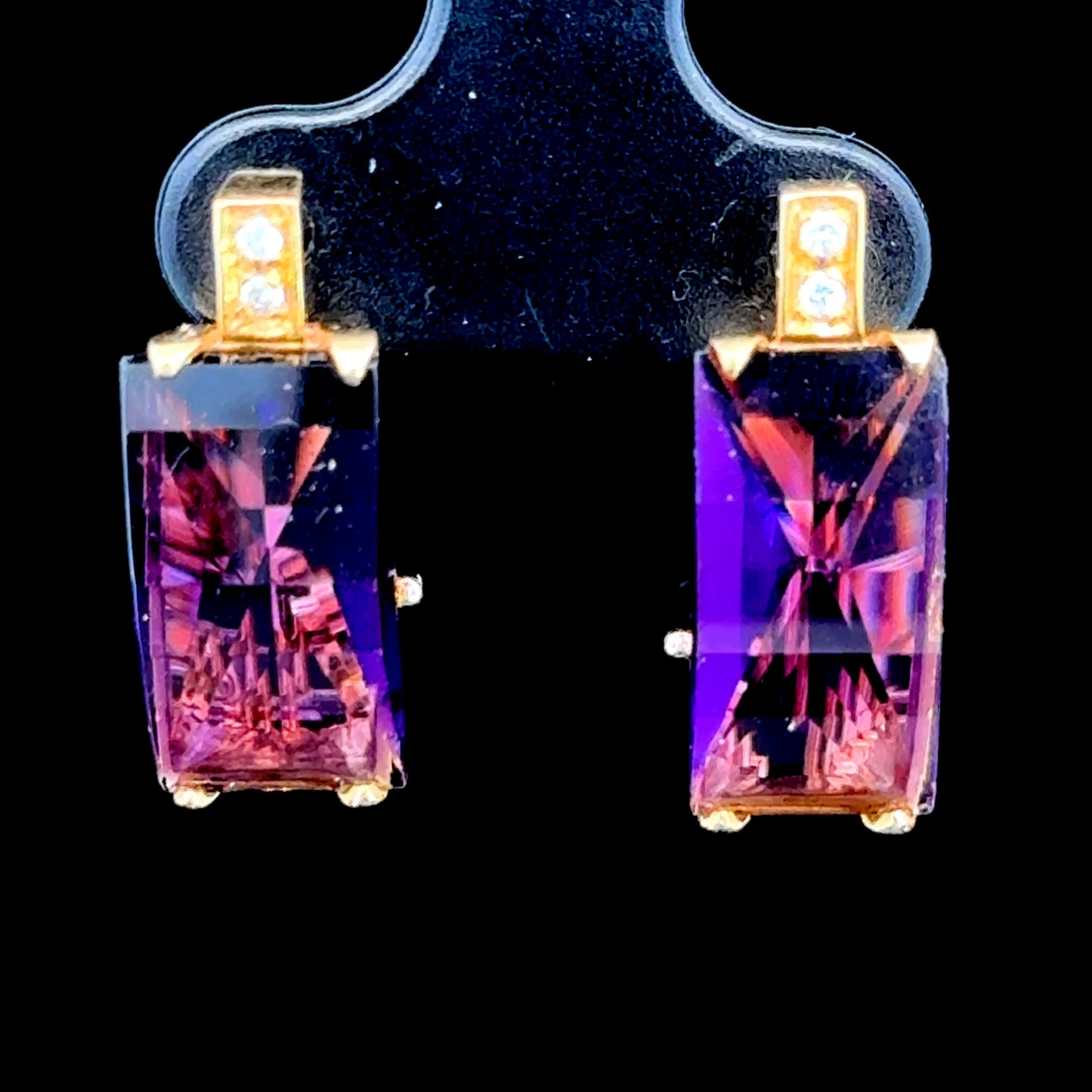 18K Yellow Gold Ametrine & Diamond Clip Earrings