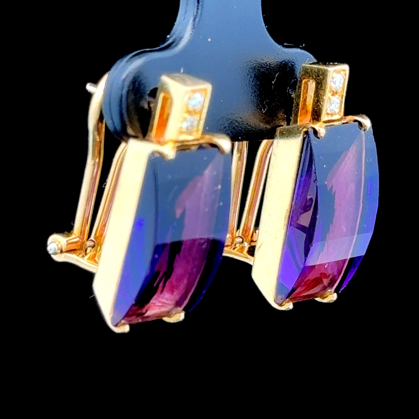 18K Yellow Gold Ametrine & Diamond Clip Earrings