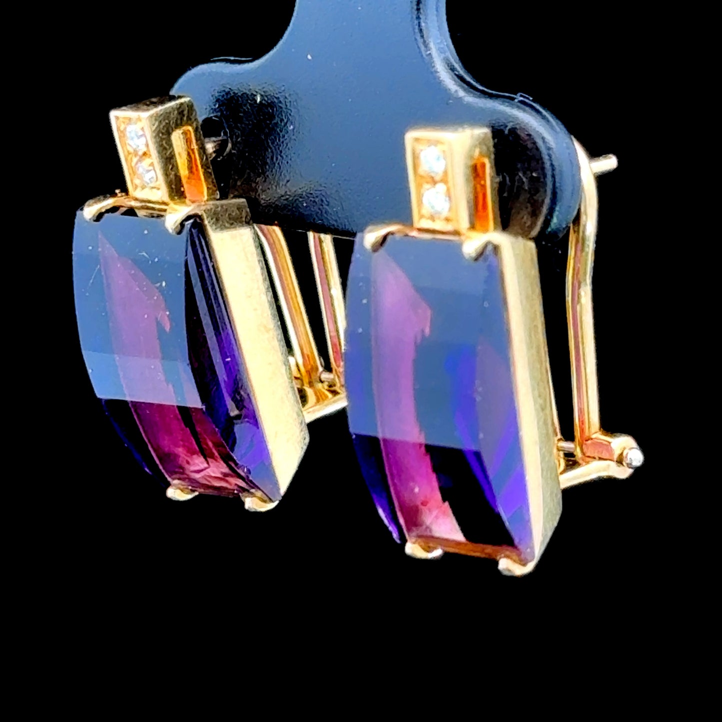 18K Yellow Gold Ametrine & Diamond Clip Earrings