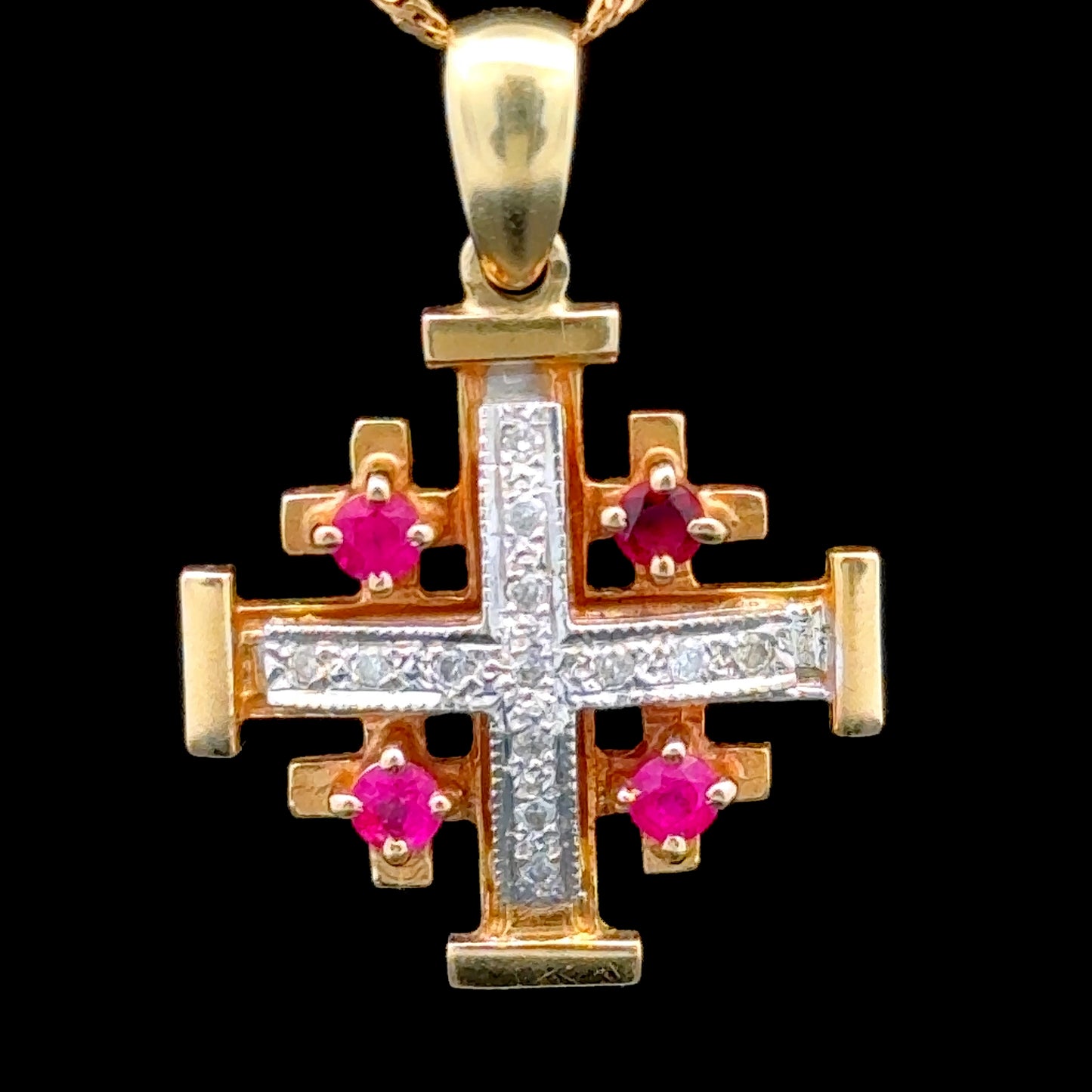 14K Ruby & Diamond Cross
